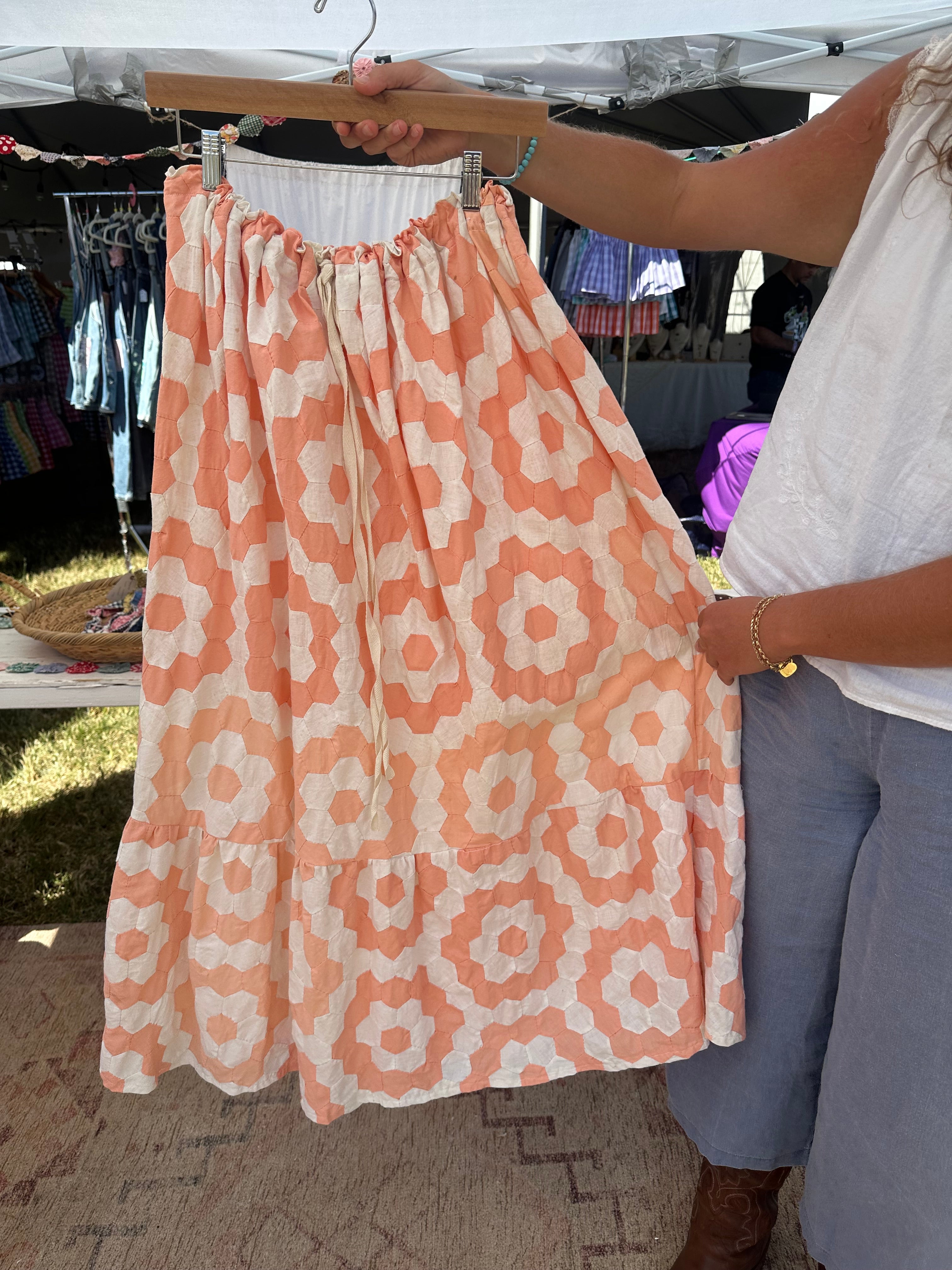 Orange Grandma’s Garden Quilt Top Skirt