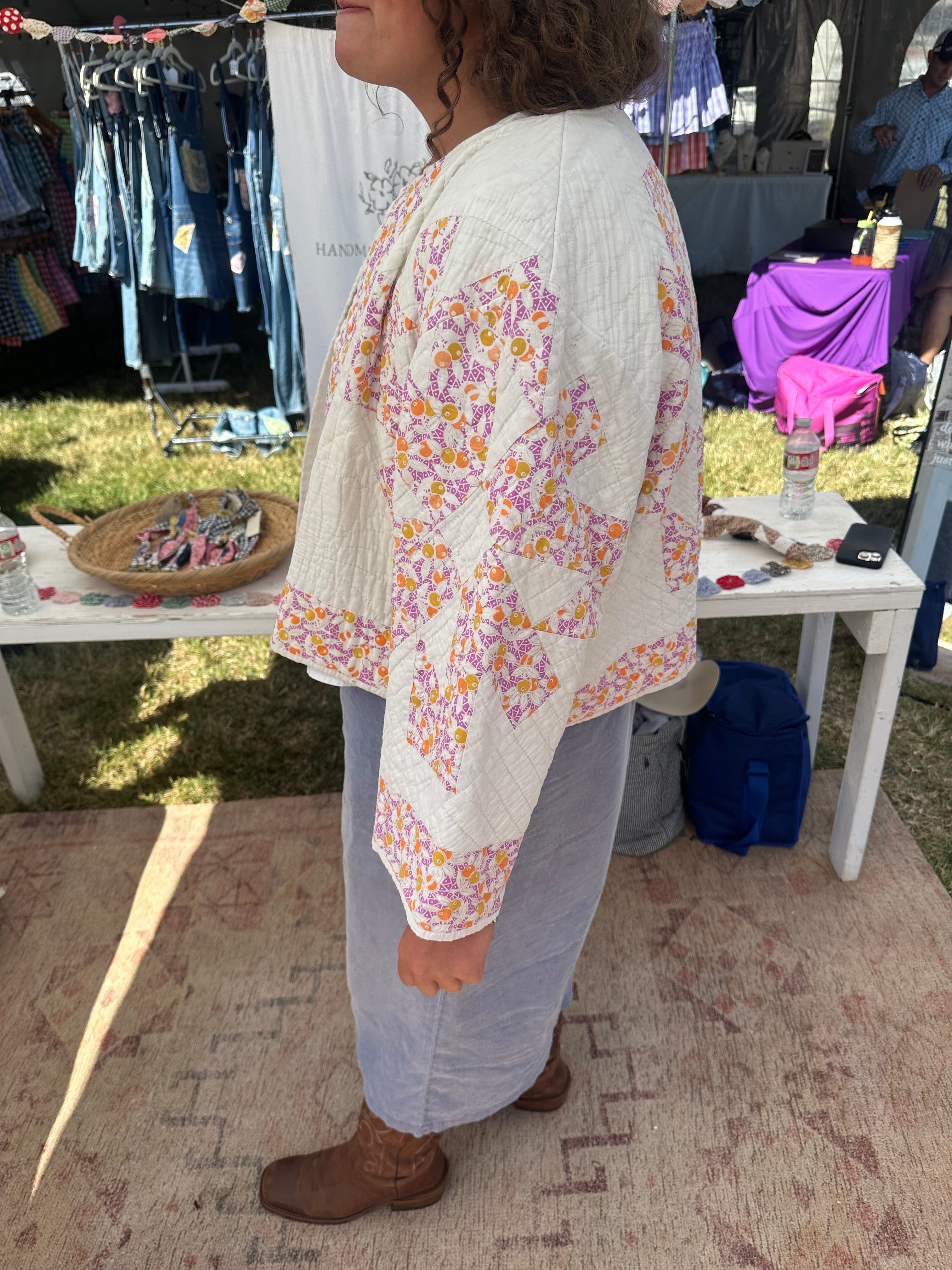 Cropped Olive Quilt Jacket
