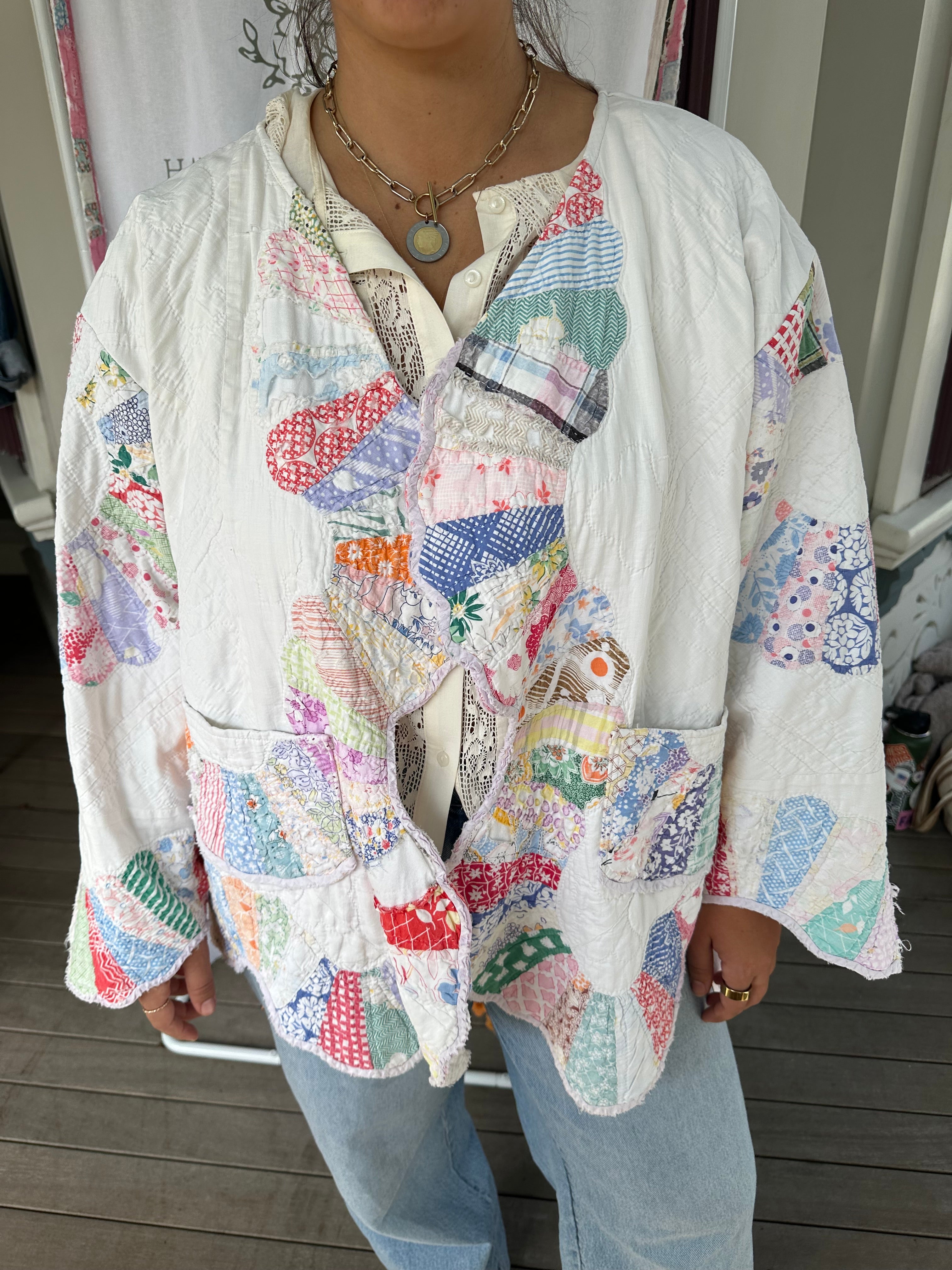 Purple Binding Dresden Plate Quilt Jacket