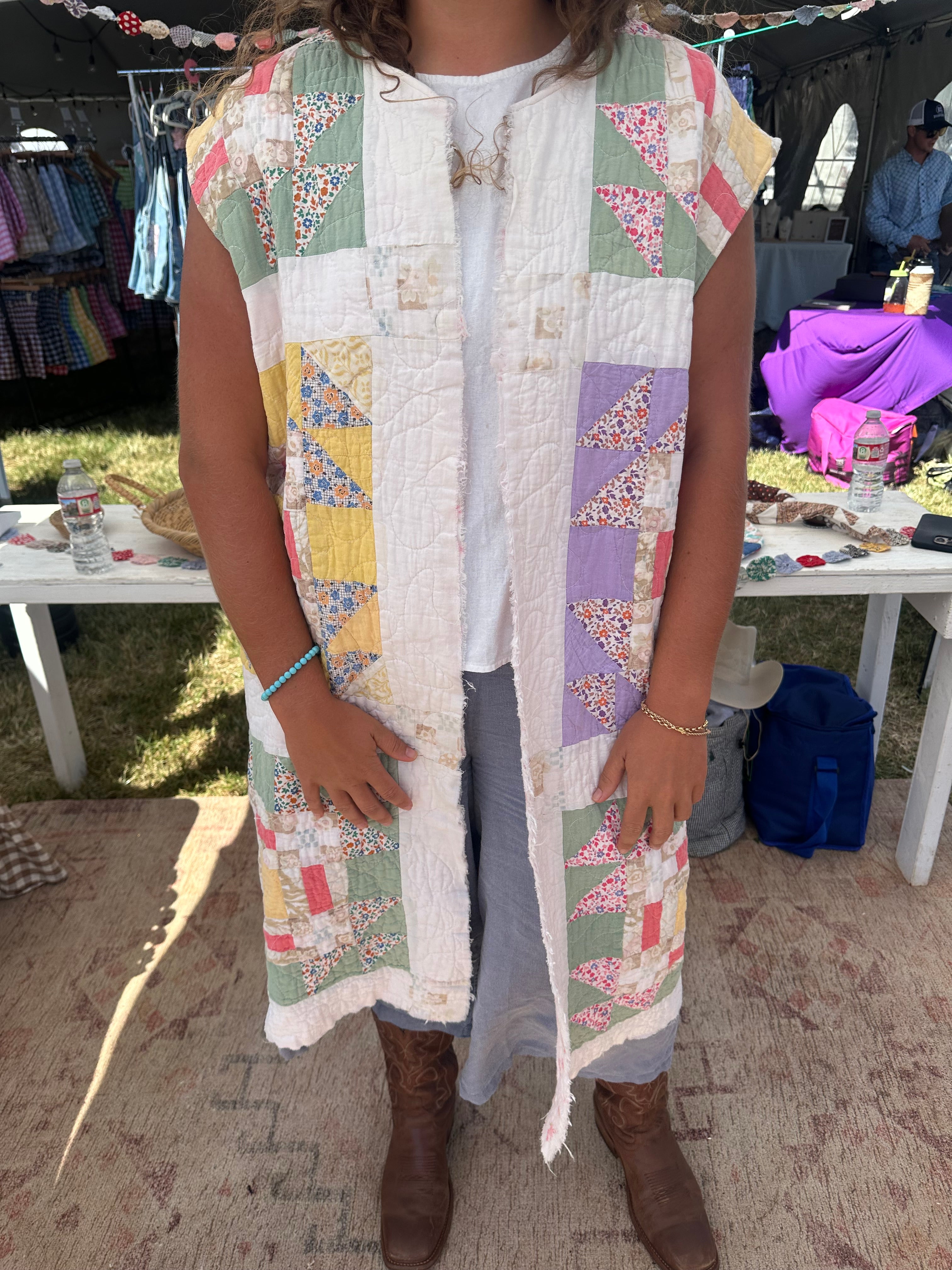 Reversible Pink Floral Duster Vest