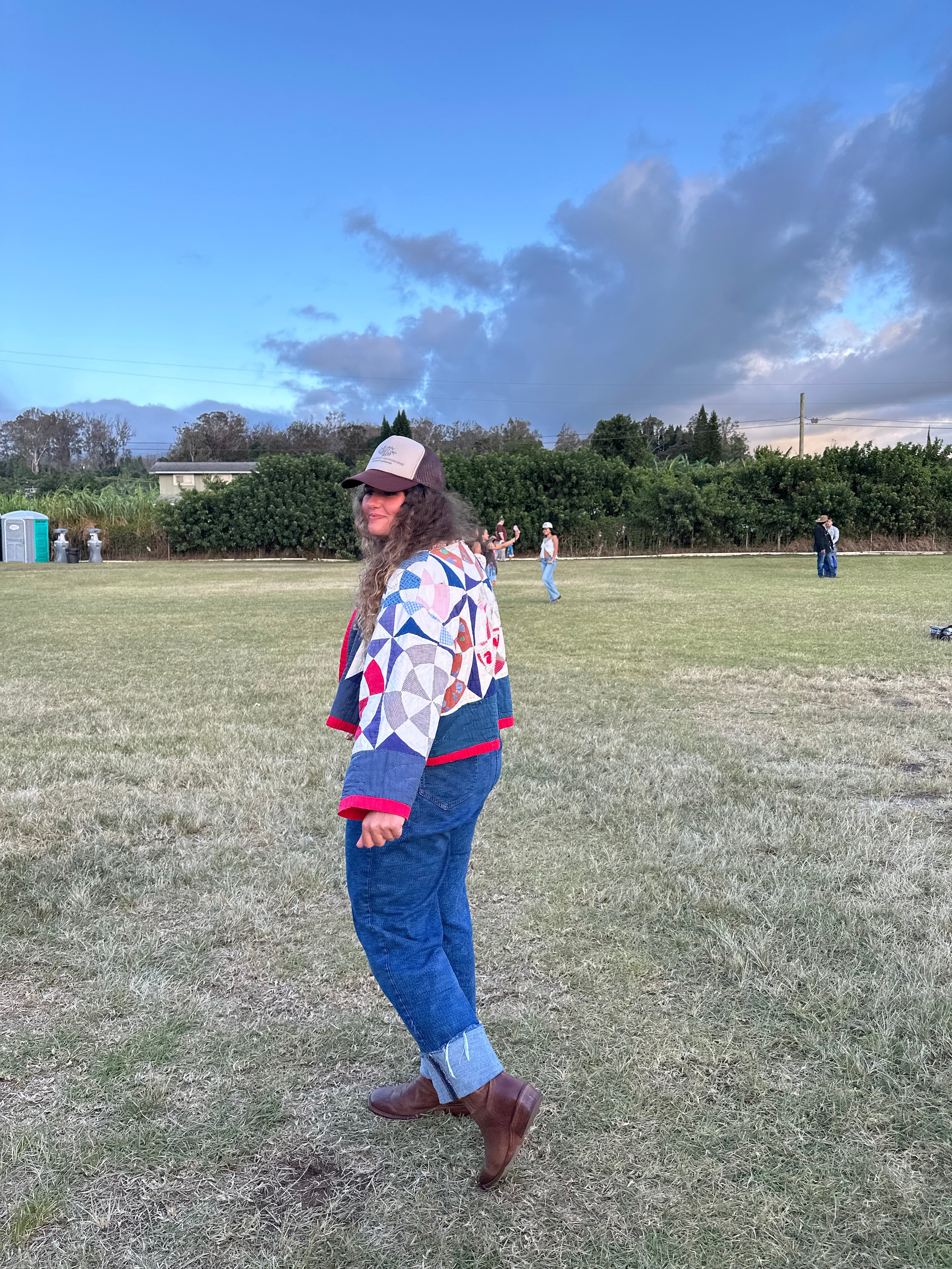 Red, White, & Blue Pinwheel Cropped Quilt Jacket