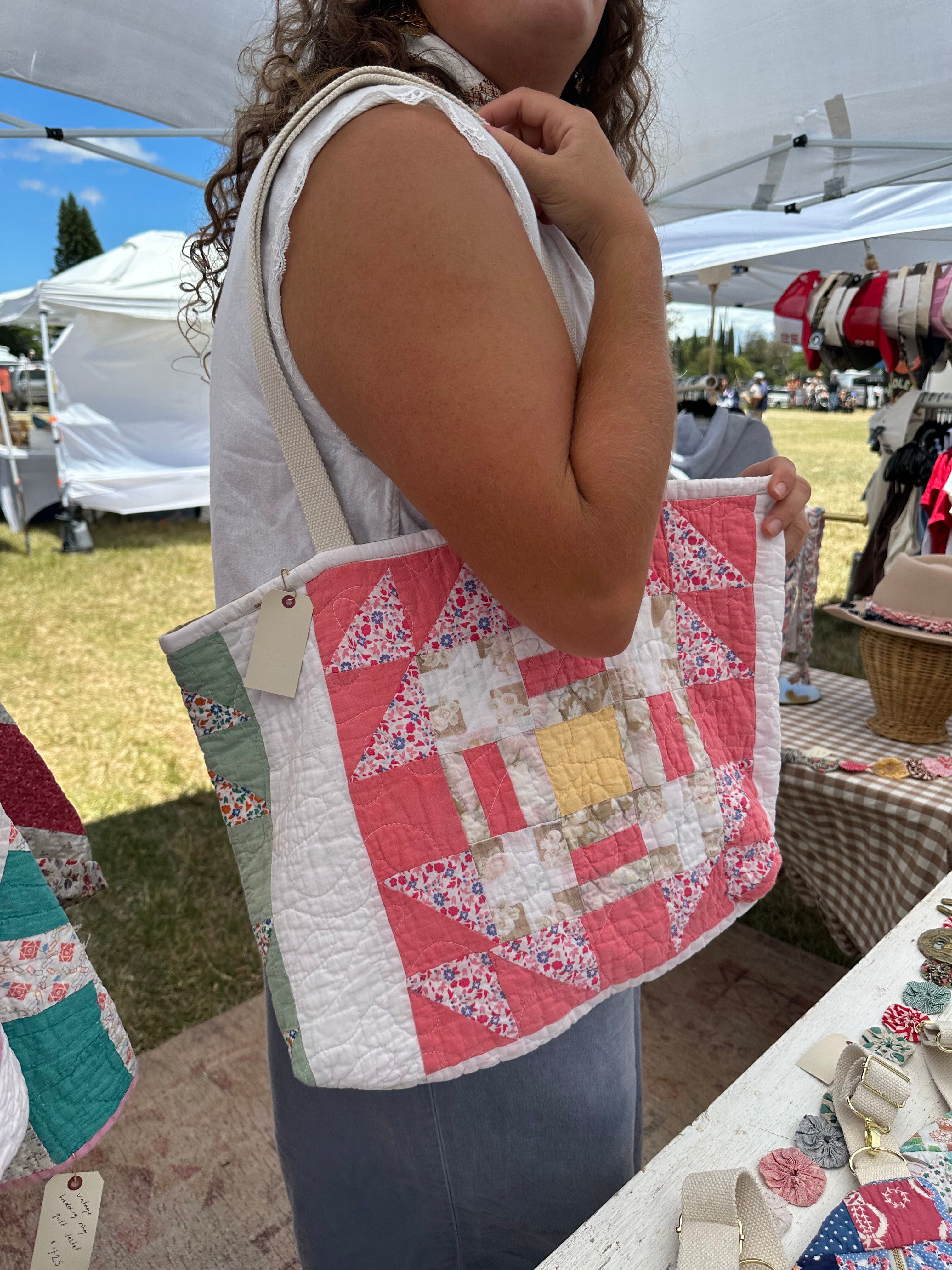 Pink Floral Quilt Tote