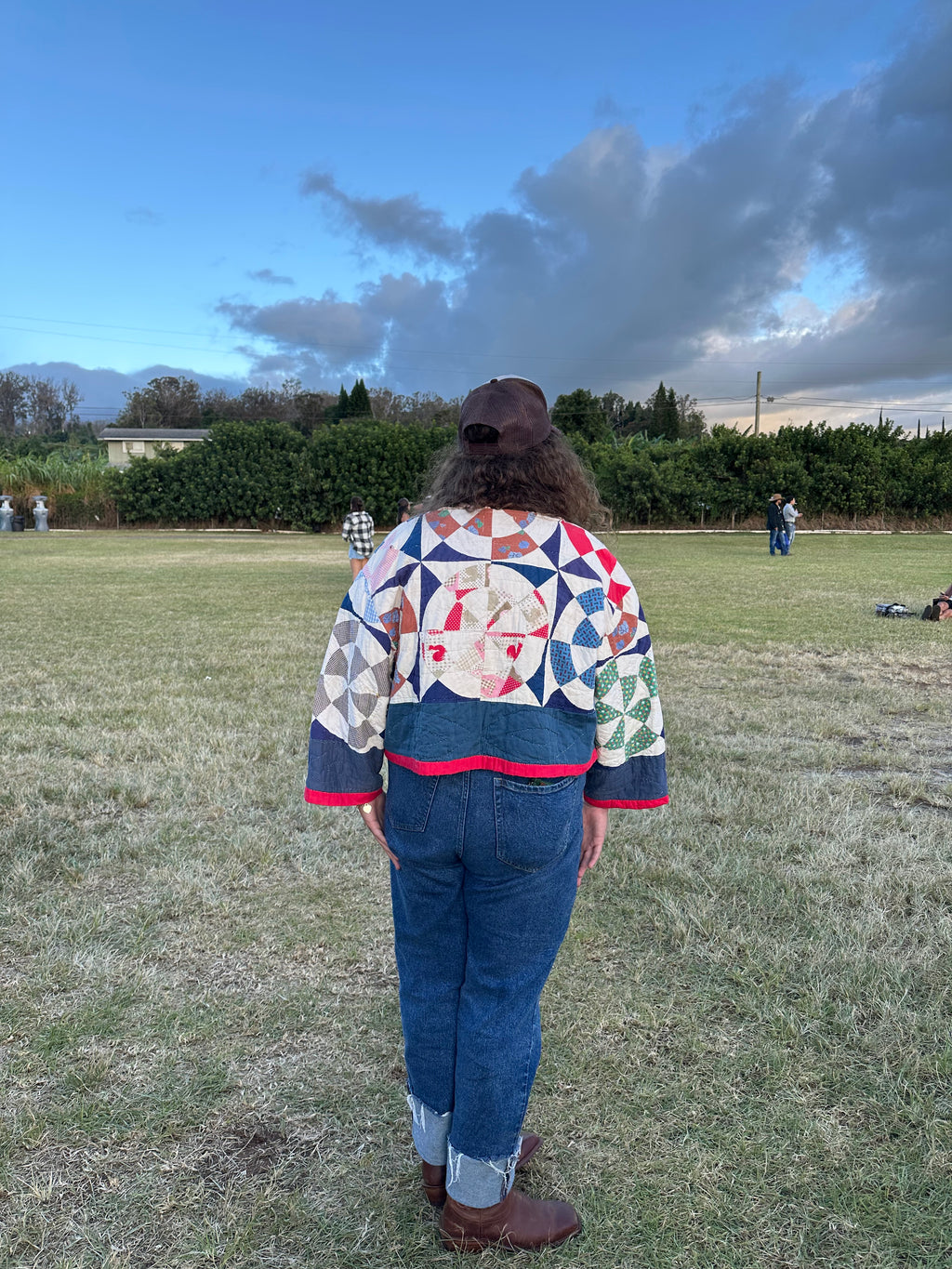 Red, White, & Blue Pinwheel Cropped Quilt Jacket