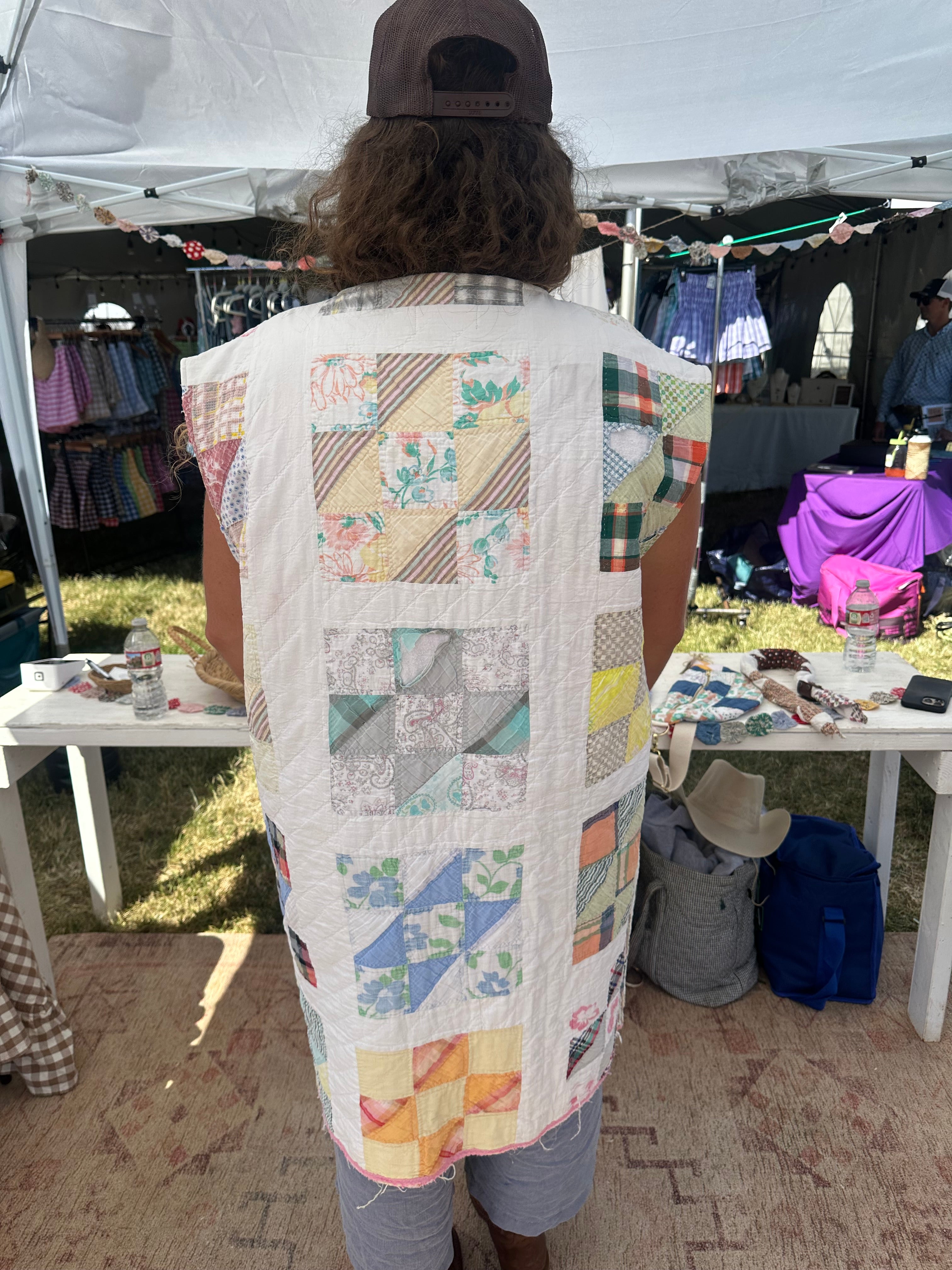 Pink Nine Patch Duster Vest
