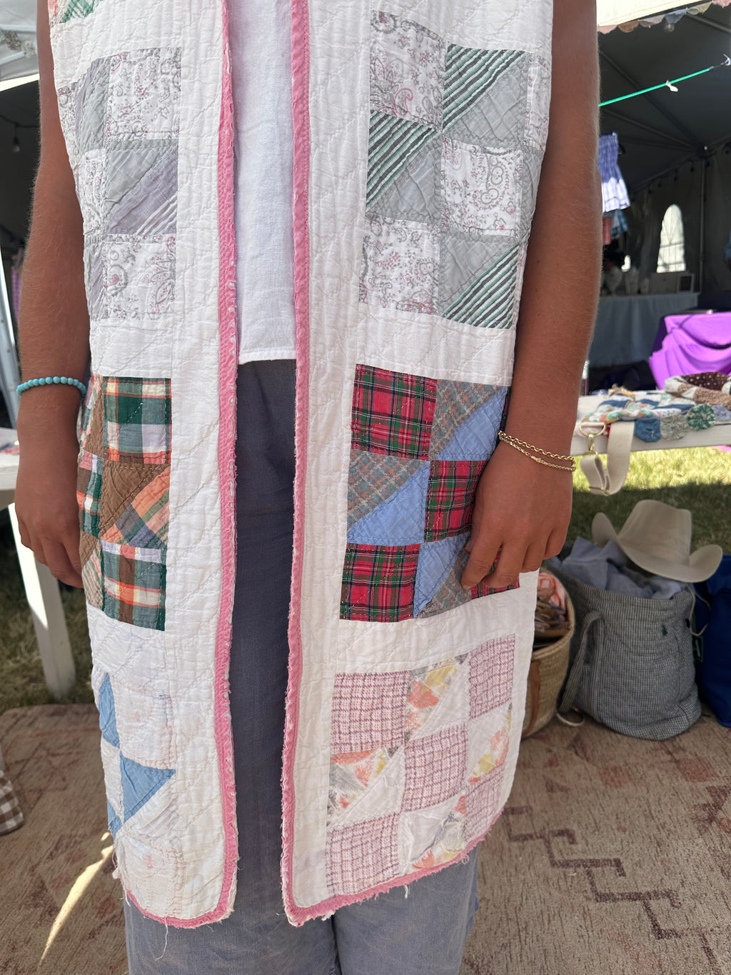 Pink Nine Patch Duster Vest