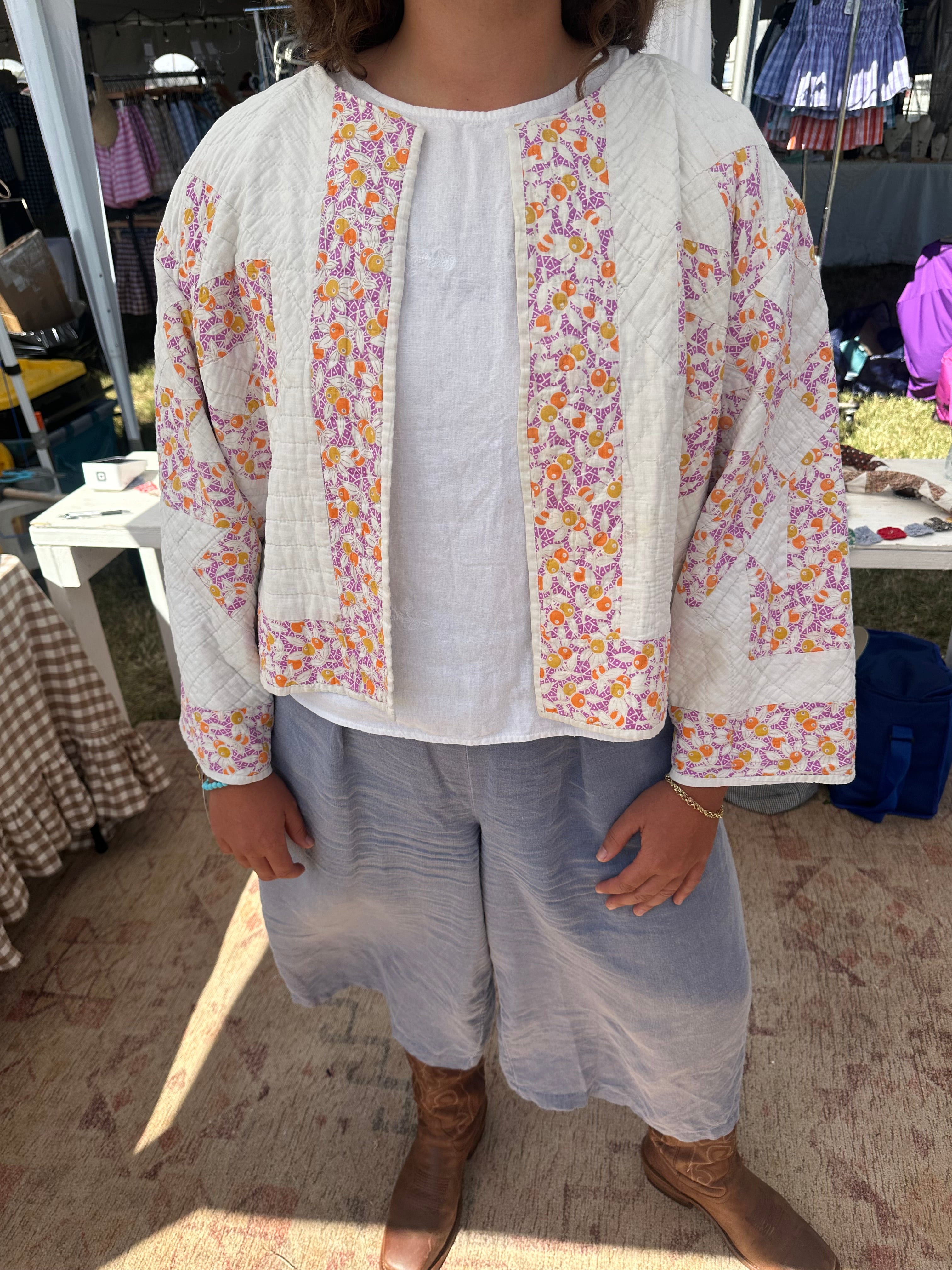 Cropped Olive Quilt Jacket
