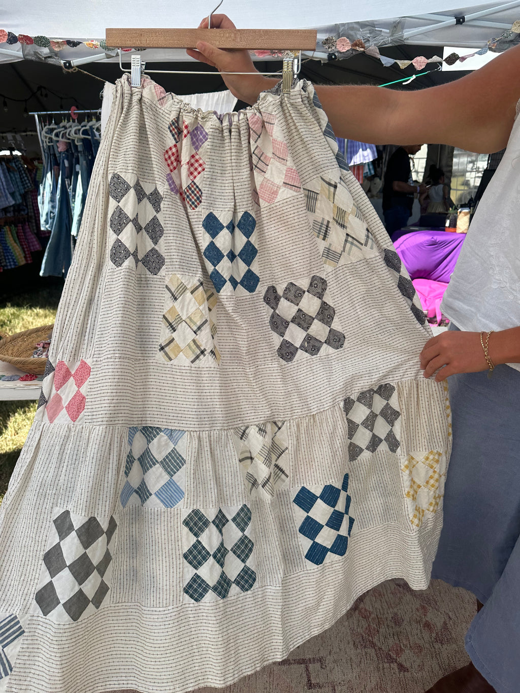 Western Nine Patch Quilt Top Skirt