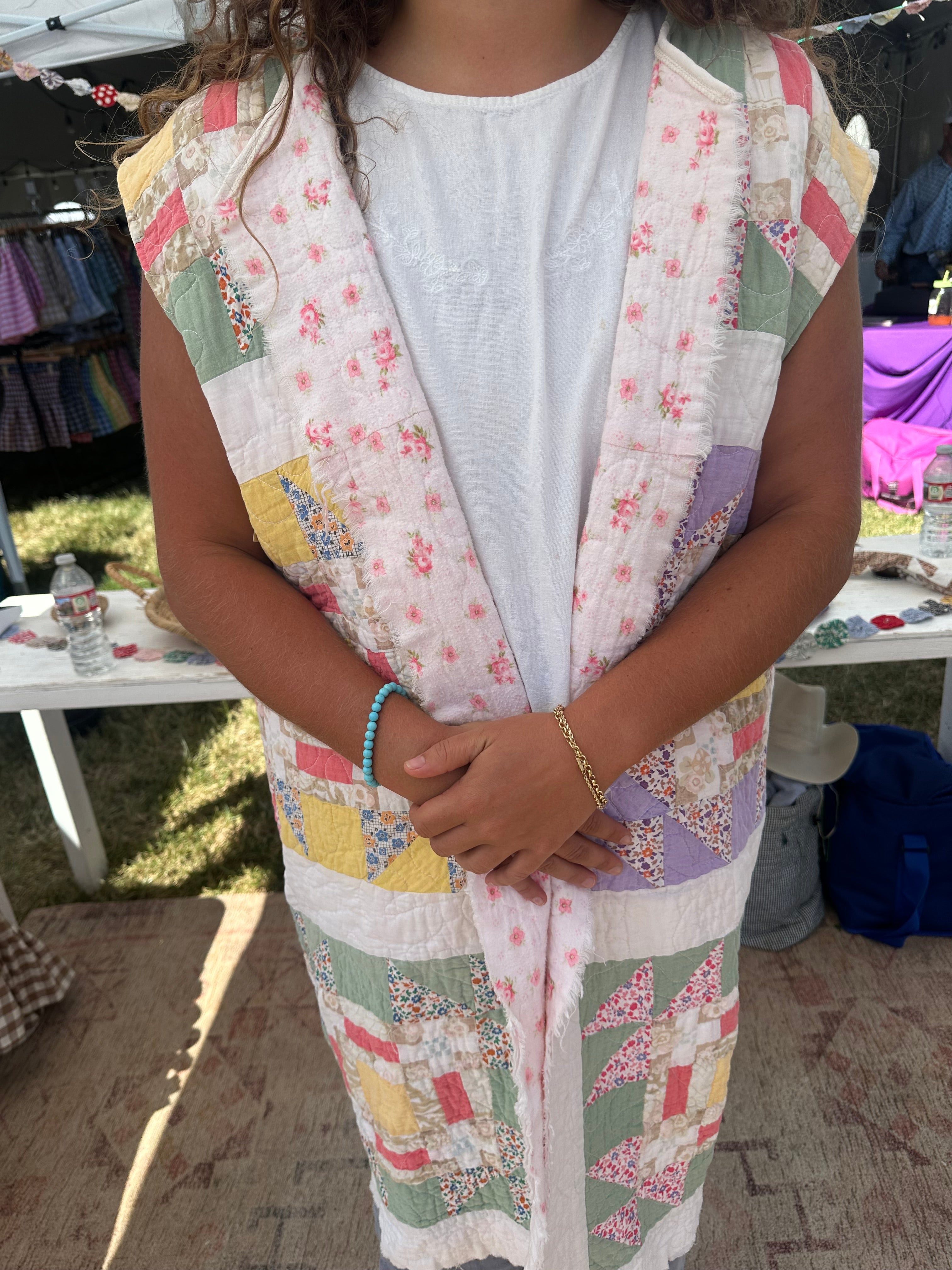 Reversible Pink Floral Duster Vest