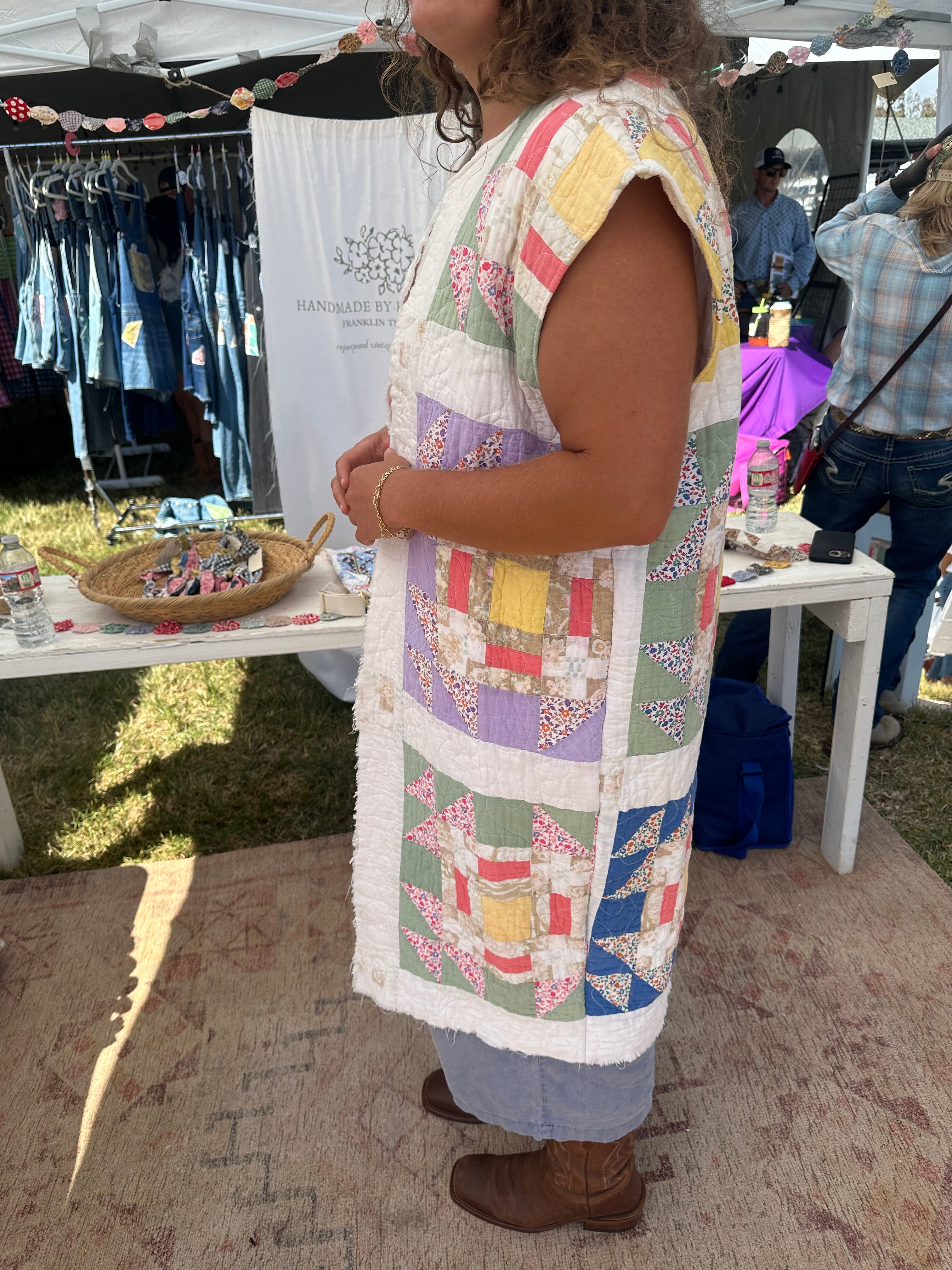 Reversible Pink Floral Duster Vest