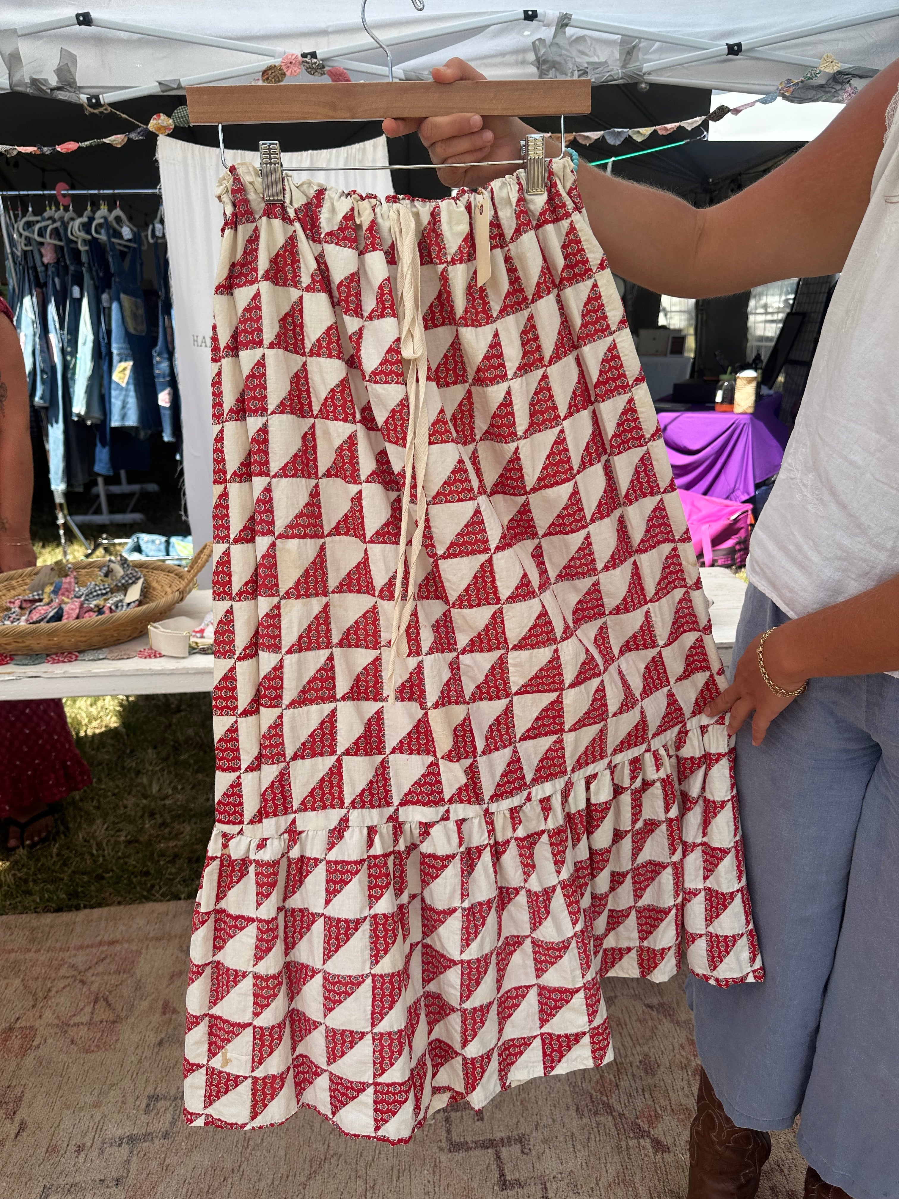 Red Floral Quilt Top Skirt