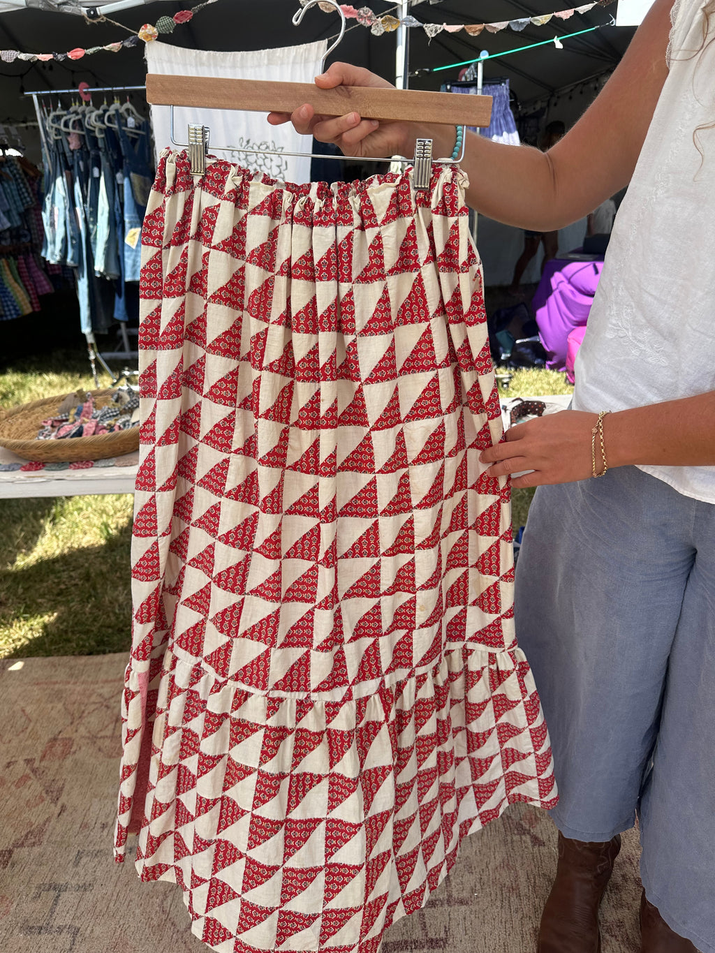 Red Floral Quilt Top Skirt