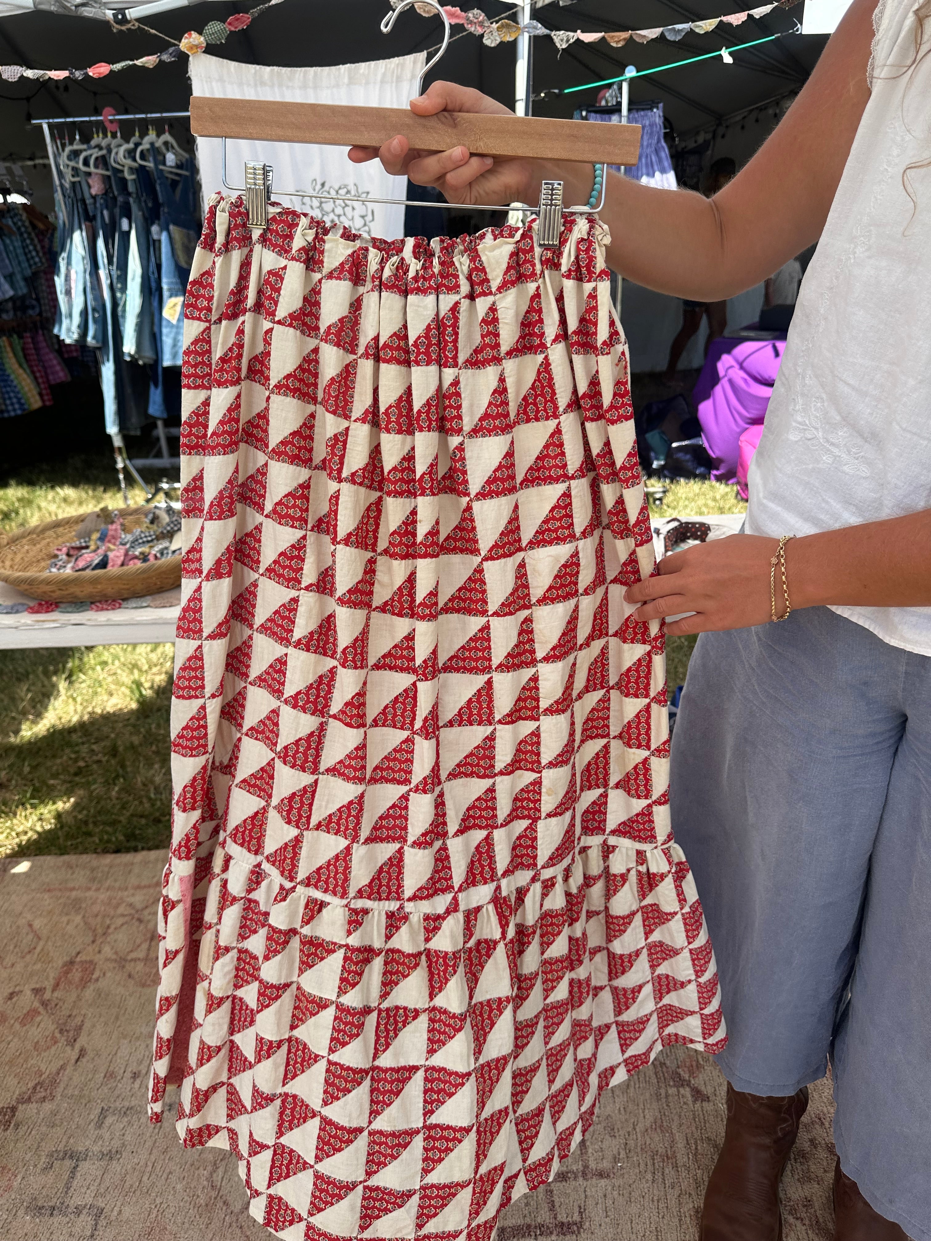 Red Floral Quilt Top Skirt