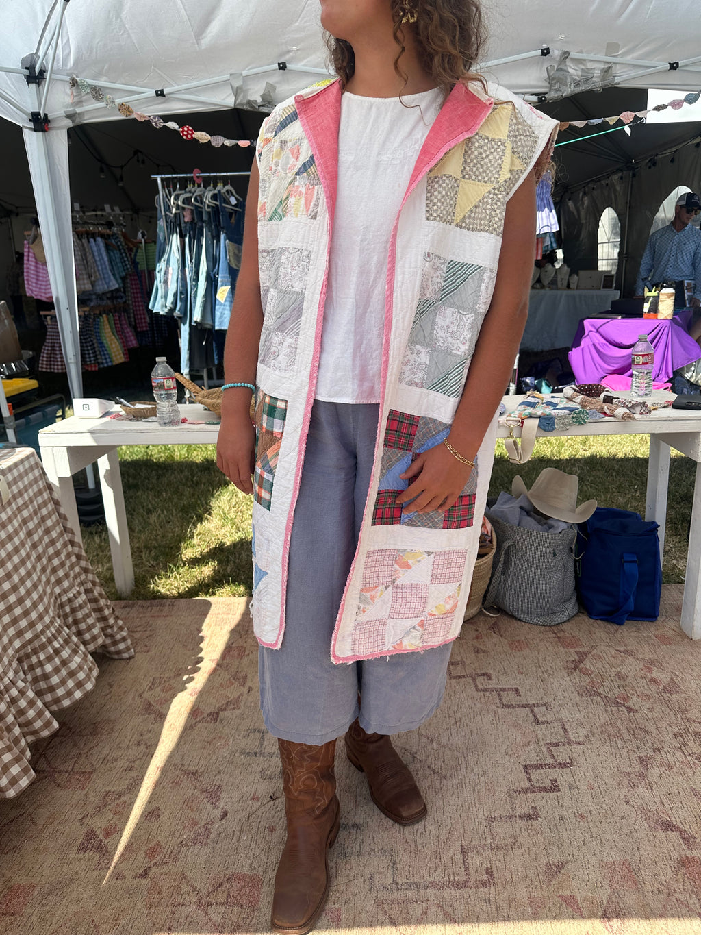 Pink Nine Patch Duster Vest