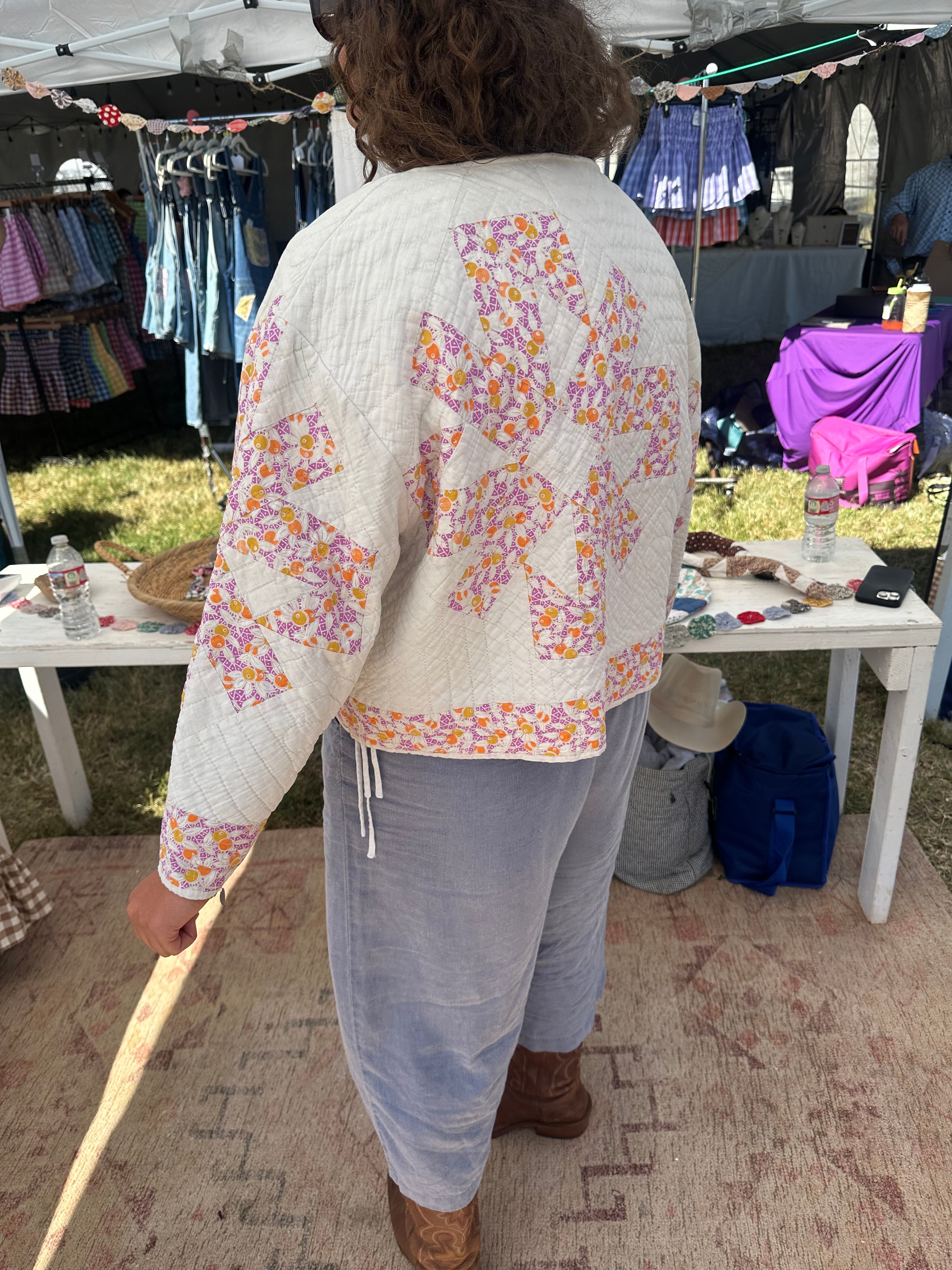 Cropped Olive Quilt Jacket