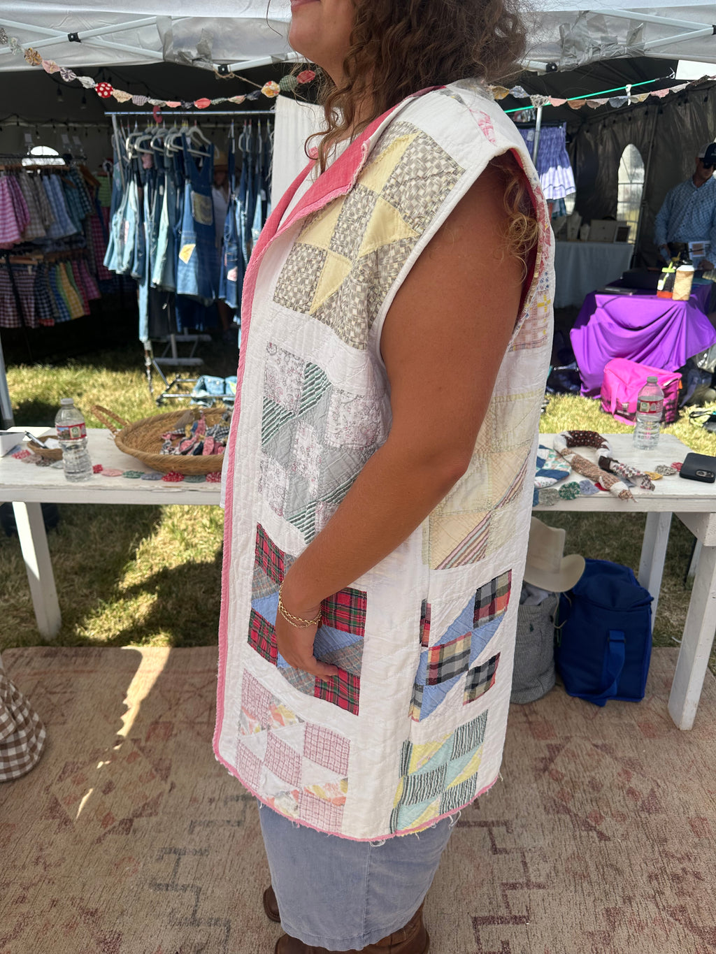 Pink Nine Patch Duster Vest
