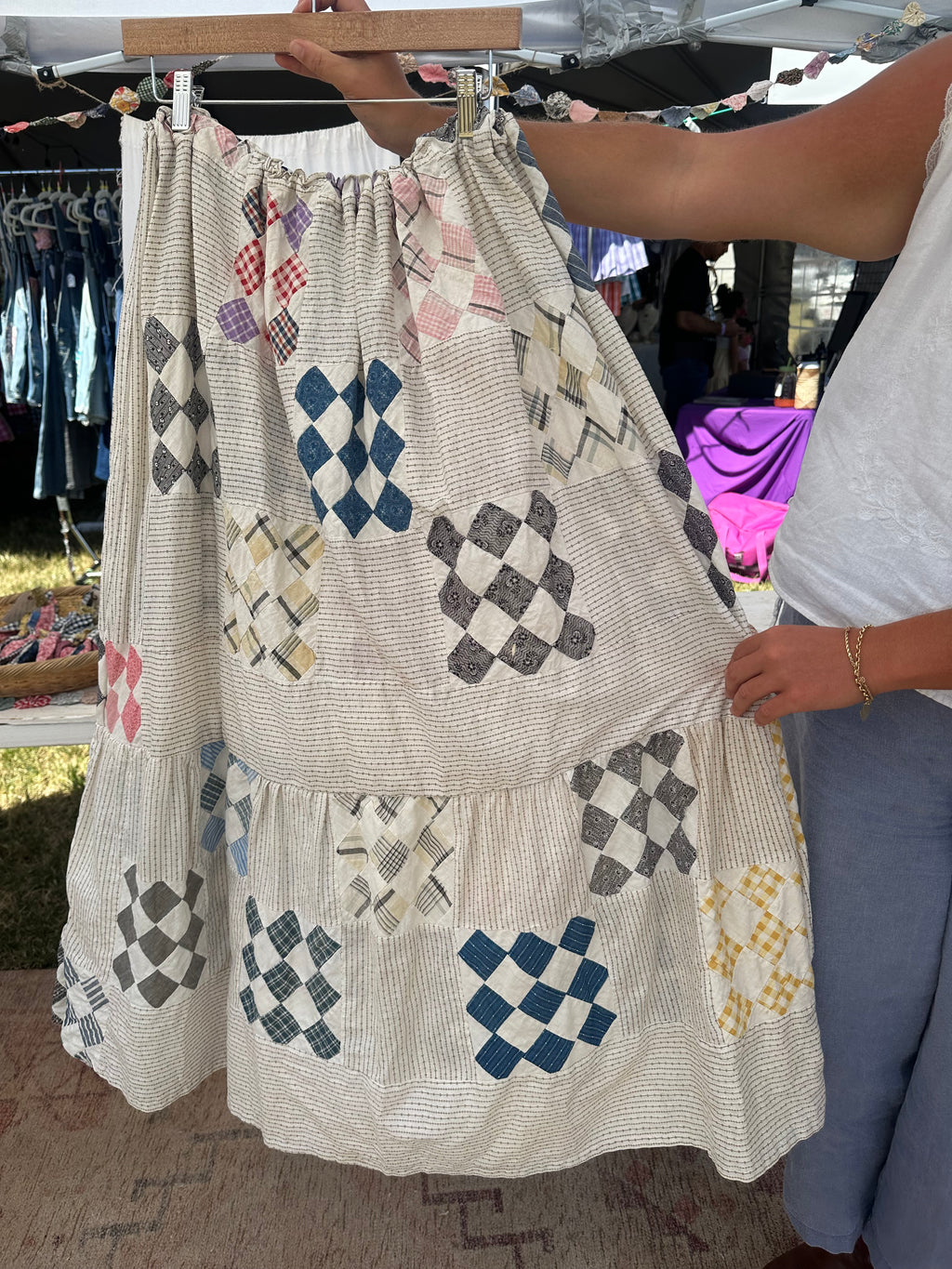 Western Nine Patch Quilt Top Skirt