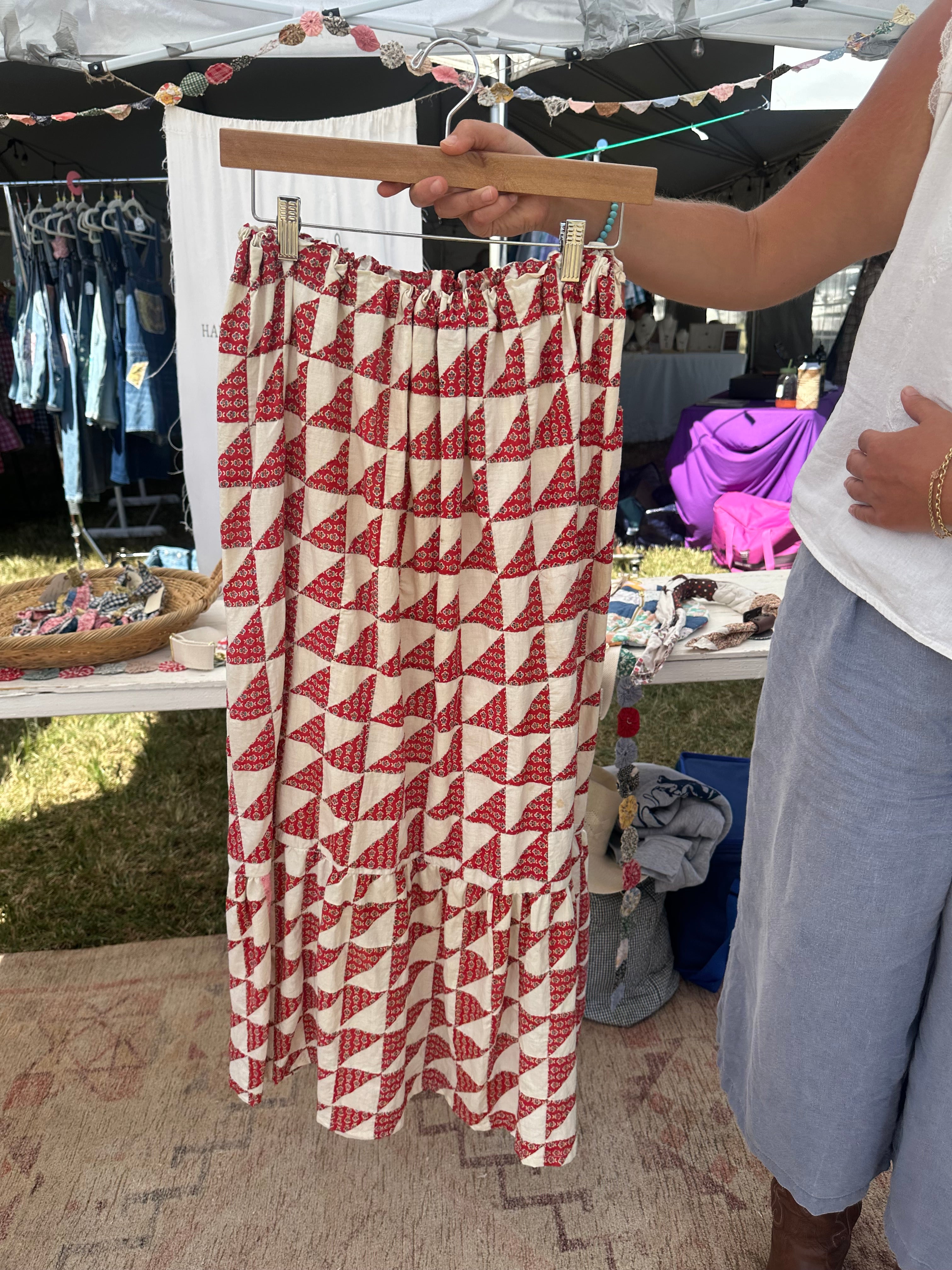 Red Floral Quilt Top Skirt