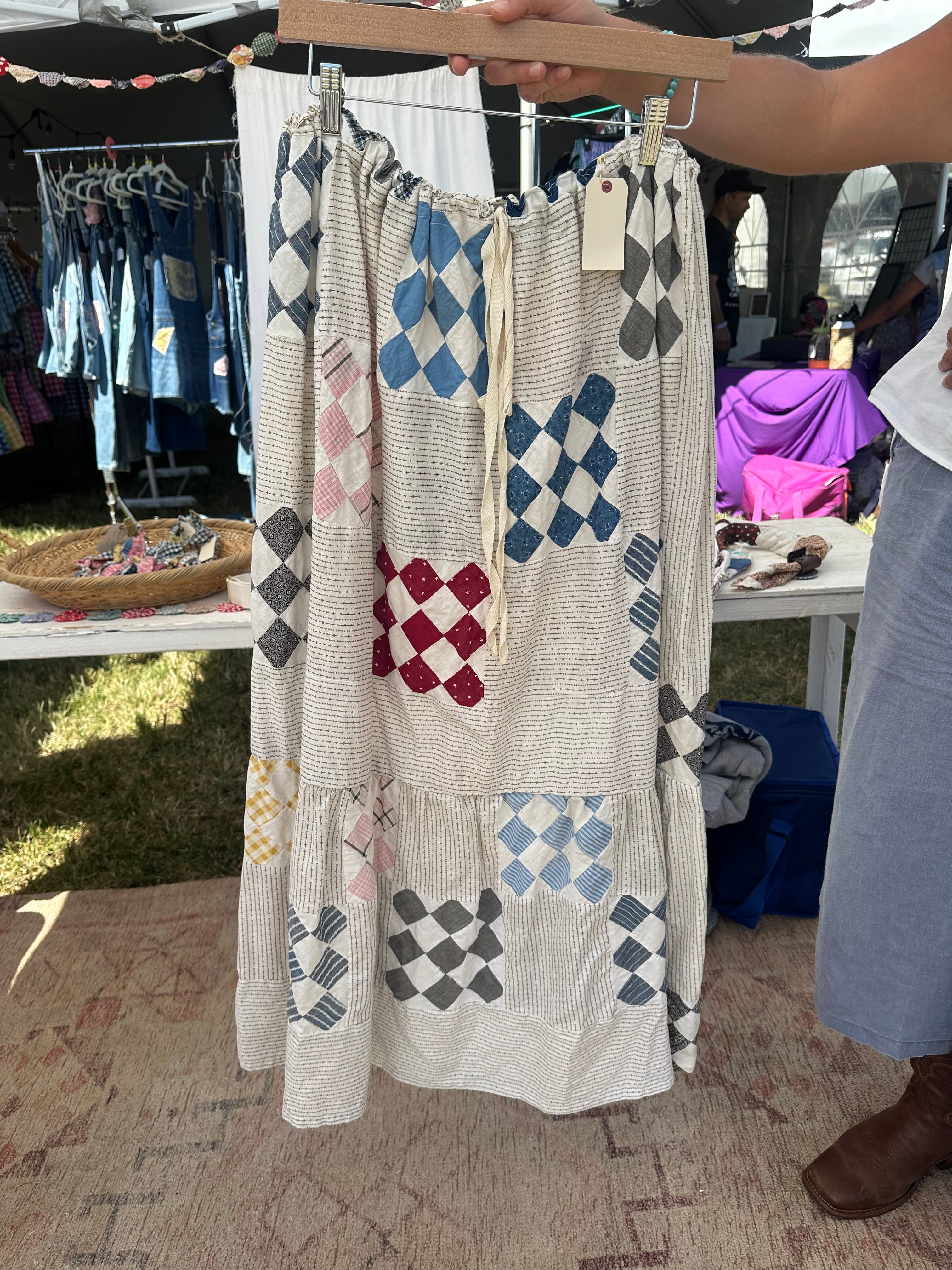 Western Nine Patch Quilt Top Skirt