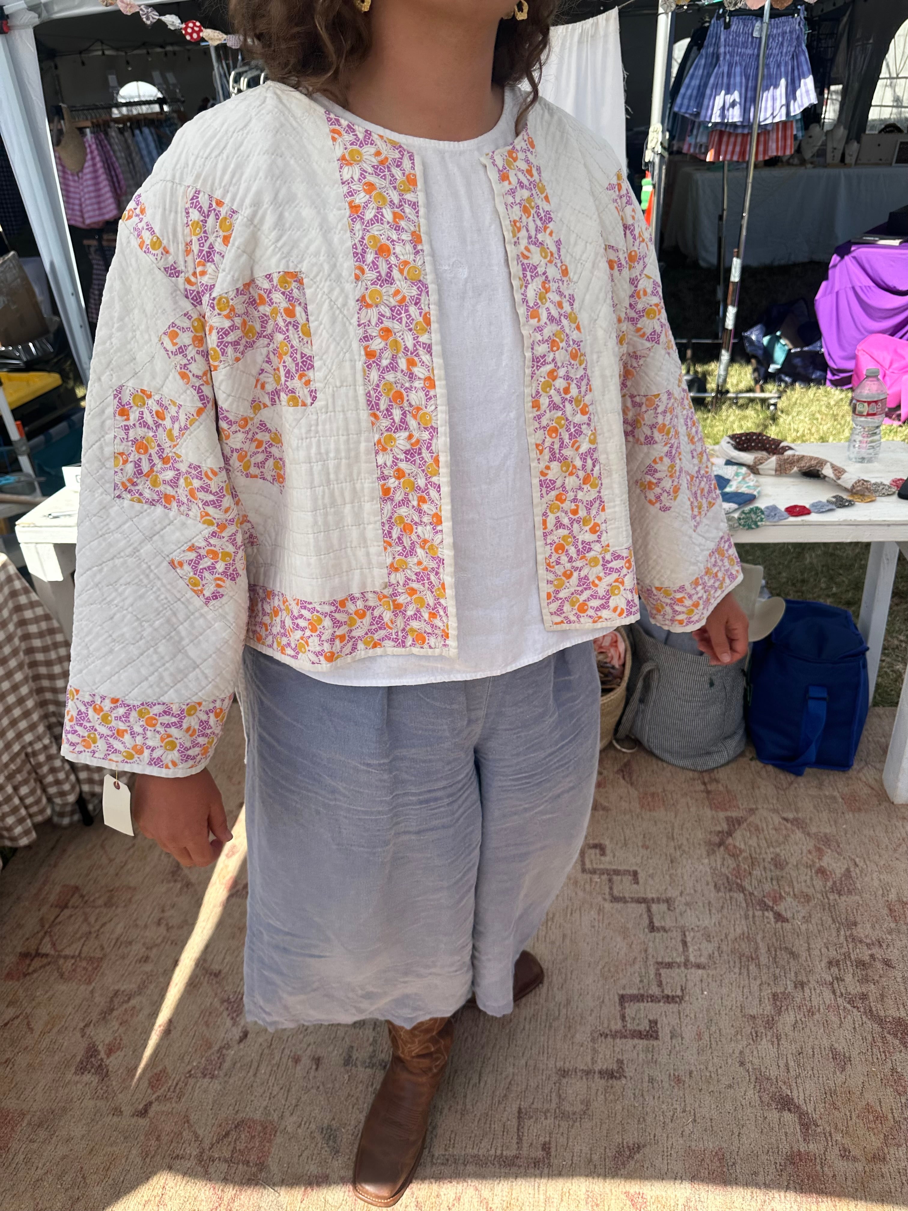 Cropped Olive Quilt Jacket