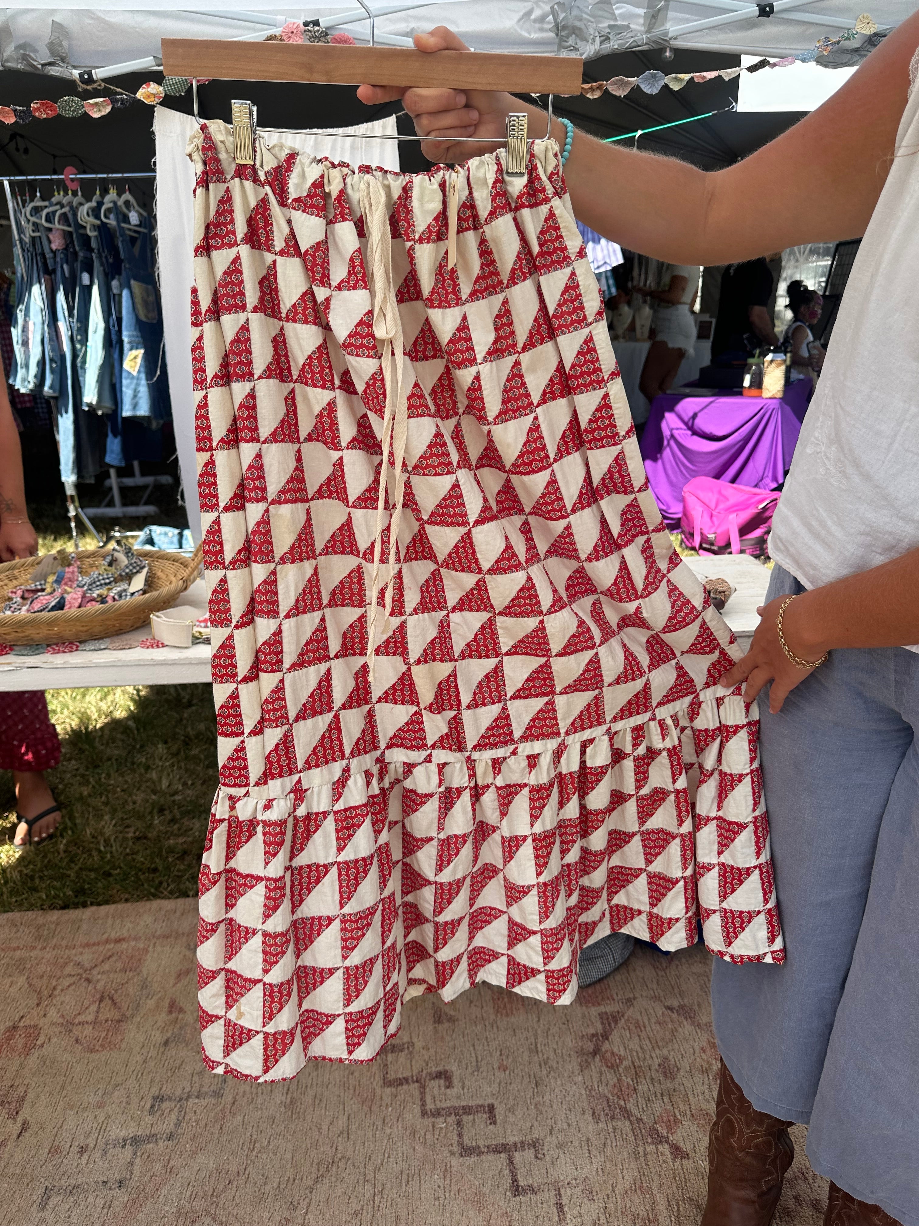 Red Floral Quilt Top Skirt