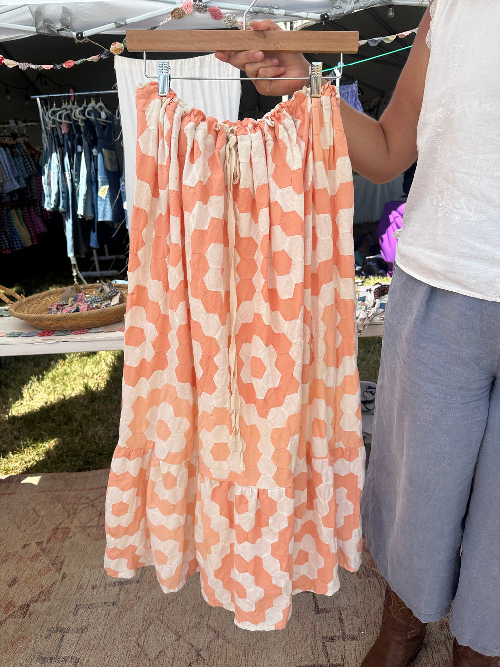 Orange Grandma’s Garden Quilt Top Skirt