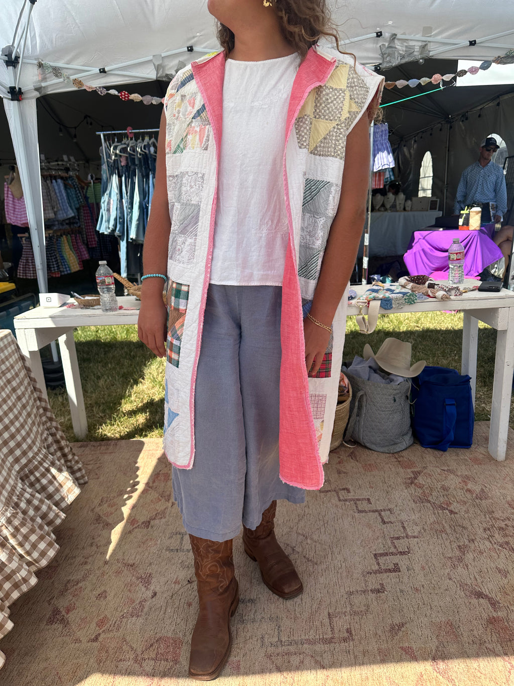 Pink Nine Patch Duster Vest