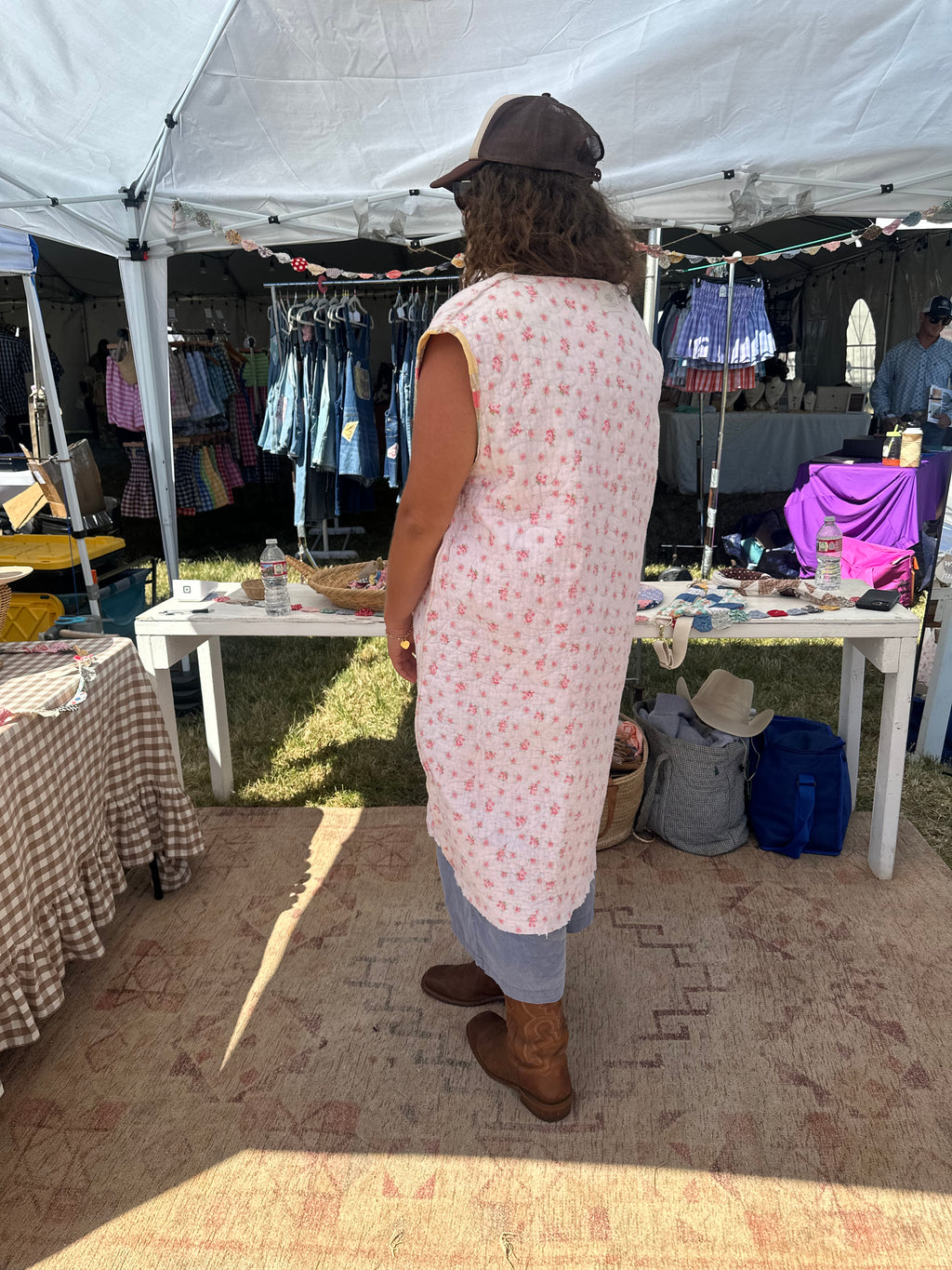 Reversible Pink Floral Duster Vest