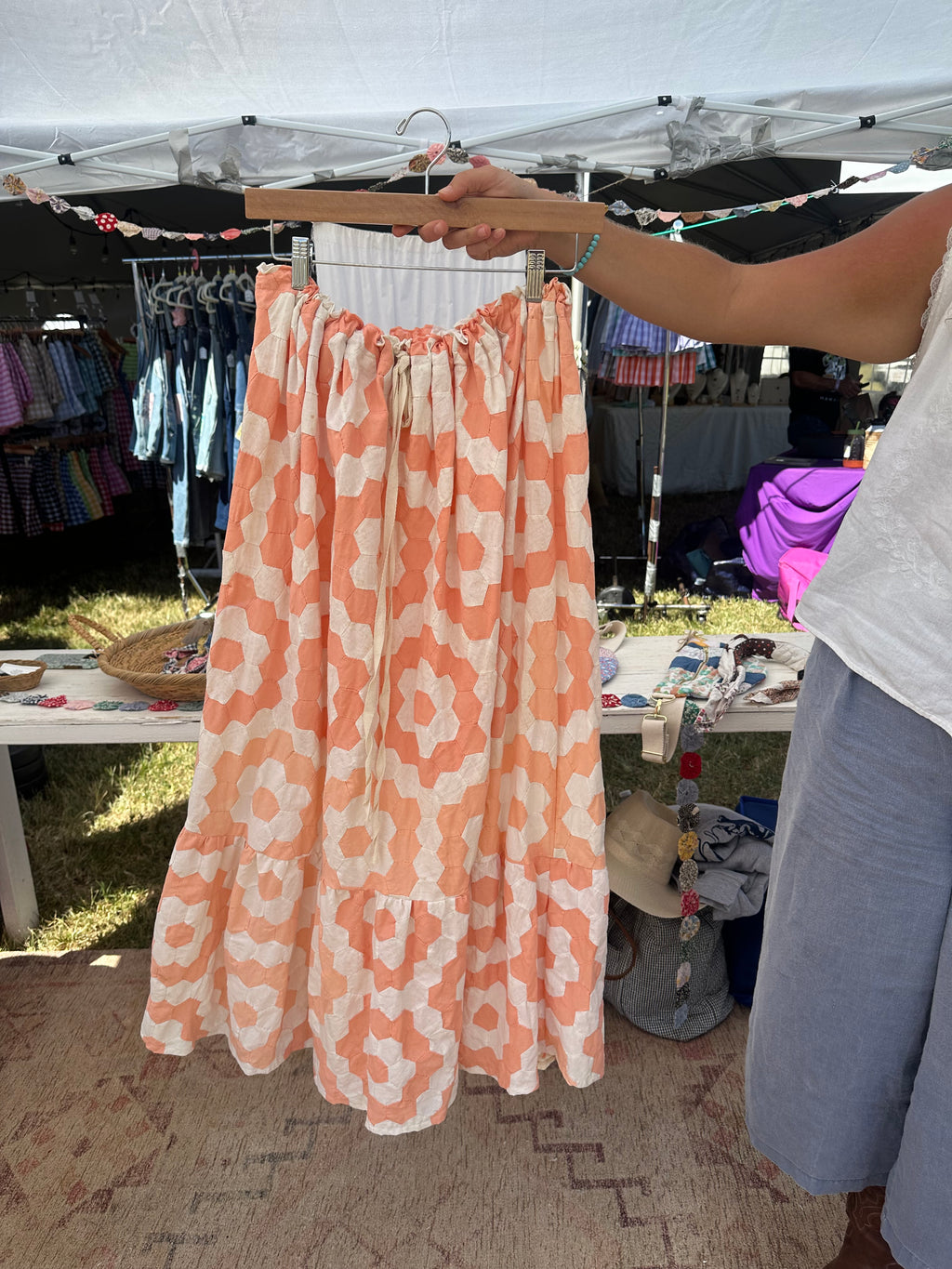 Orange Grandma’s Garden Quilt Top Skirt