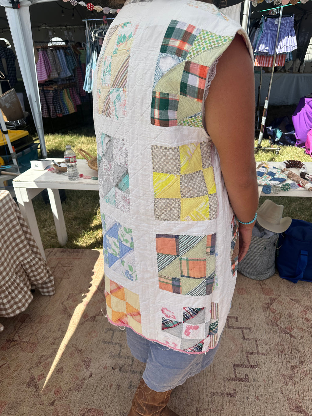 Pink Nine Patch Duster Vest