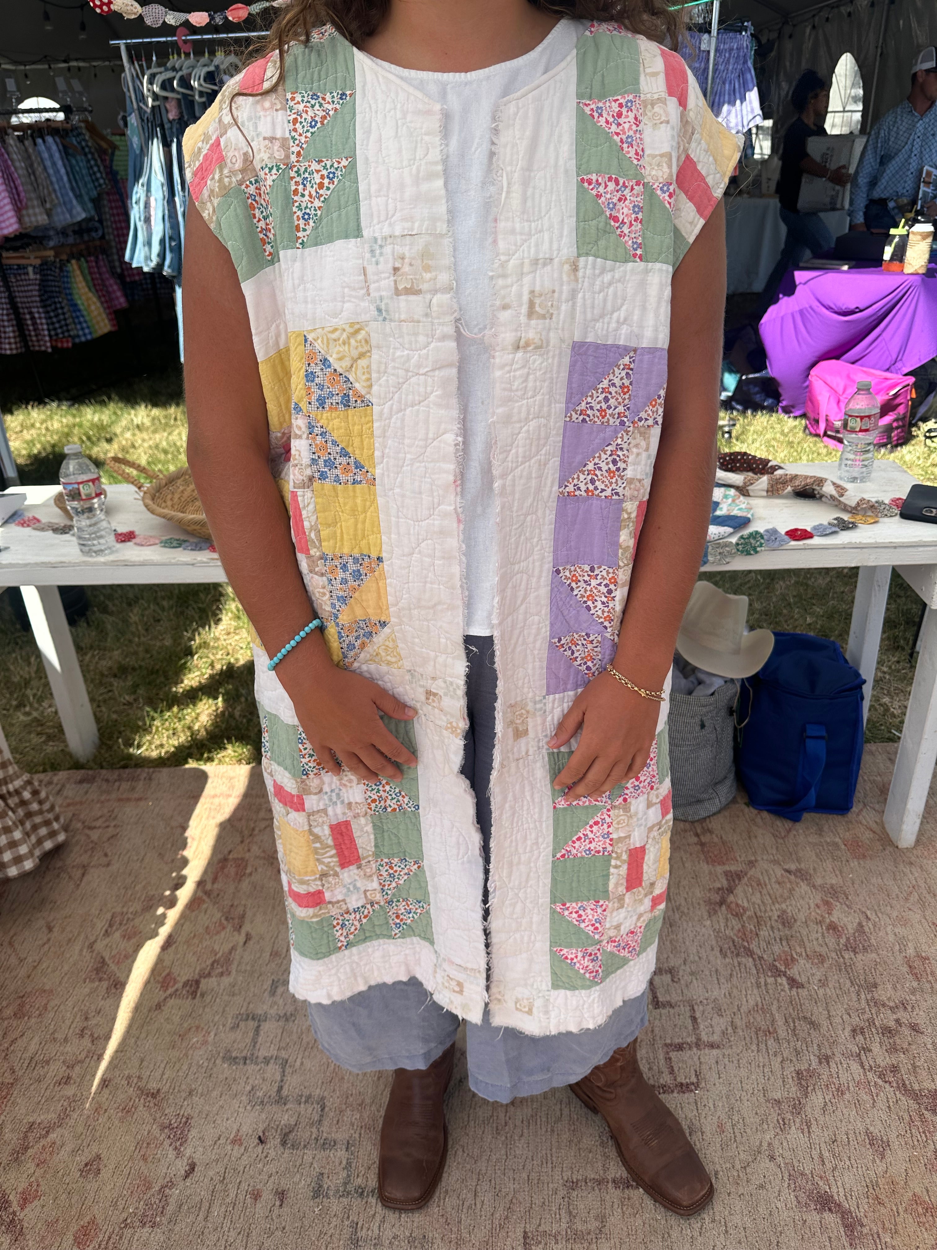 Reversible Pink Floral Duster Vest
