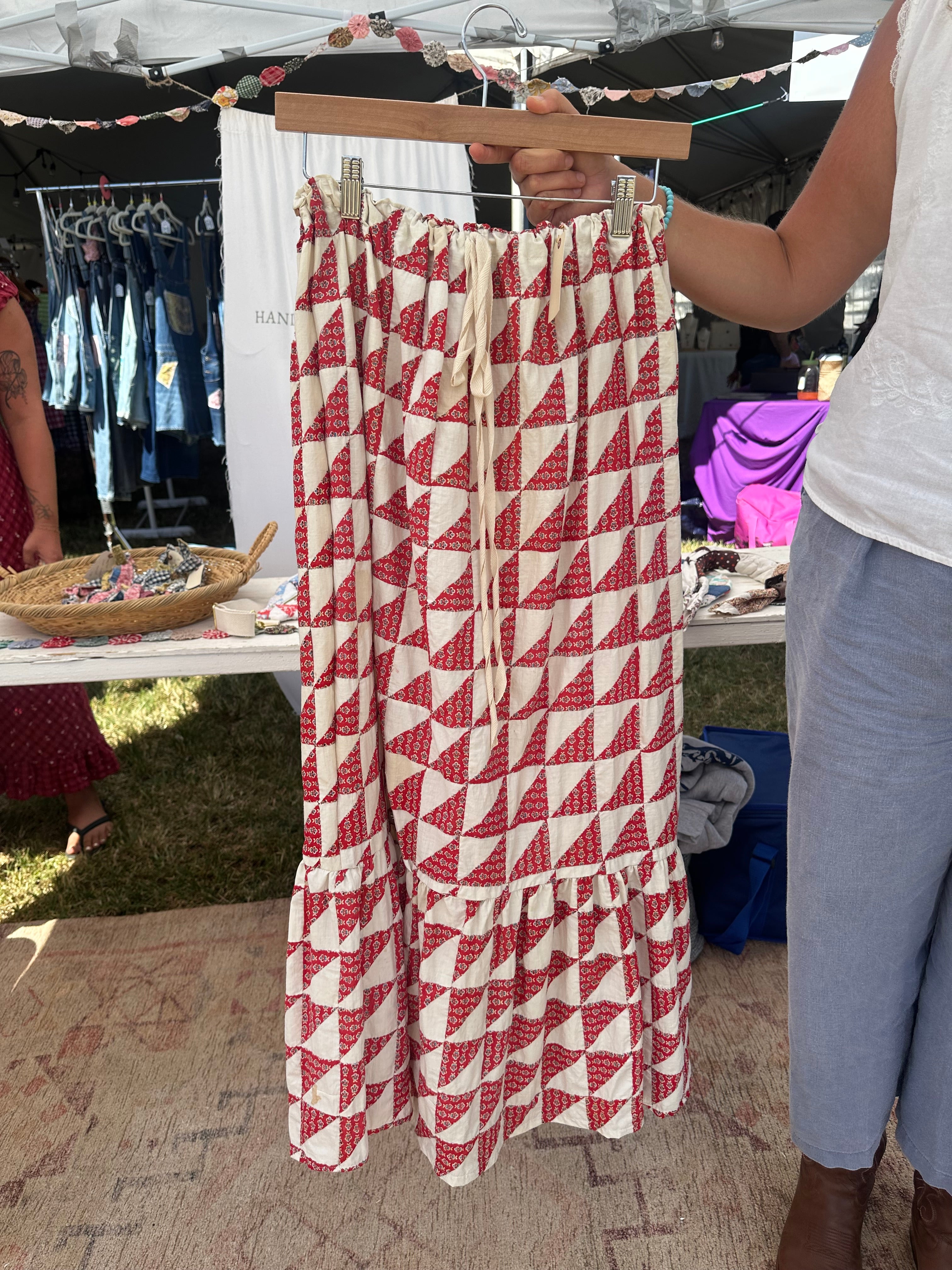 Red Floral Quilt Top Skirt