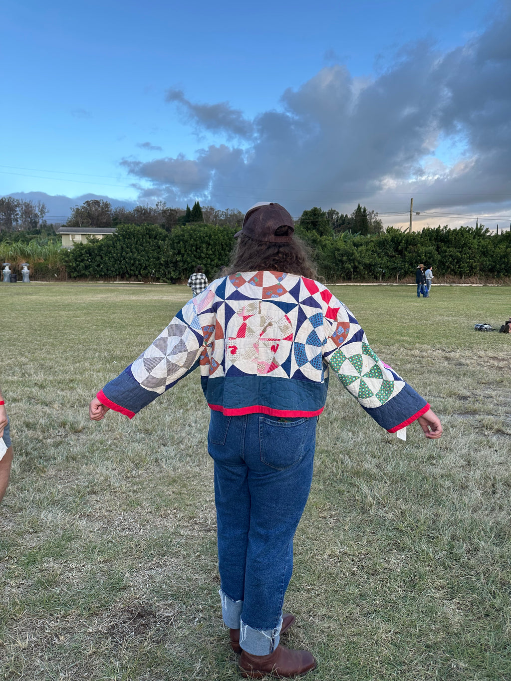 Red, White, & Blue Pinwheel Cropped Quilt Jacket