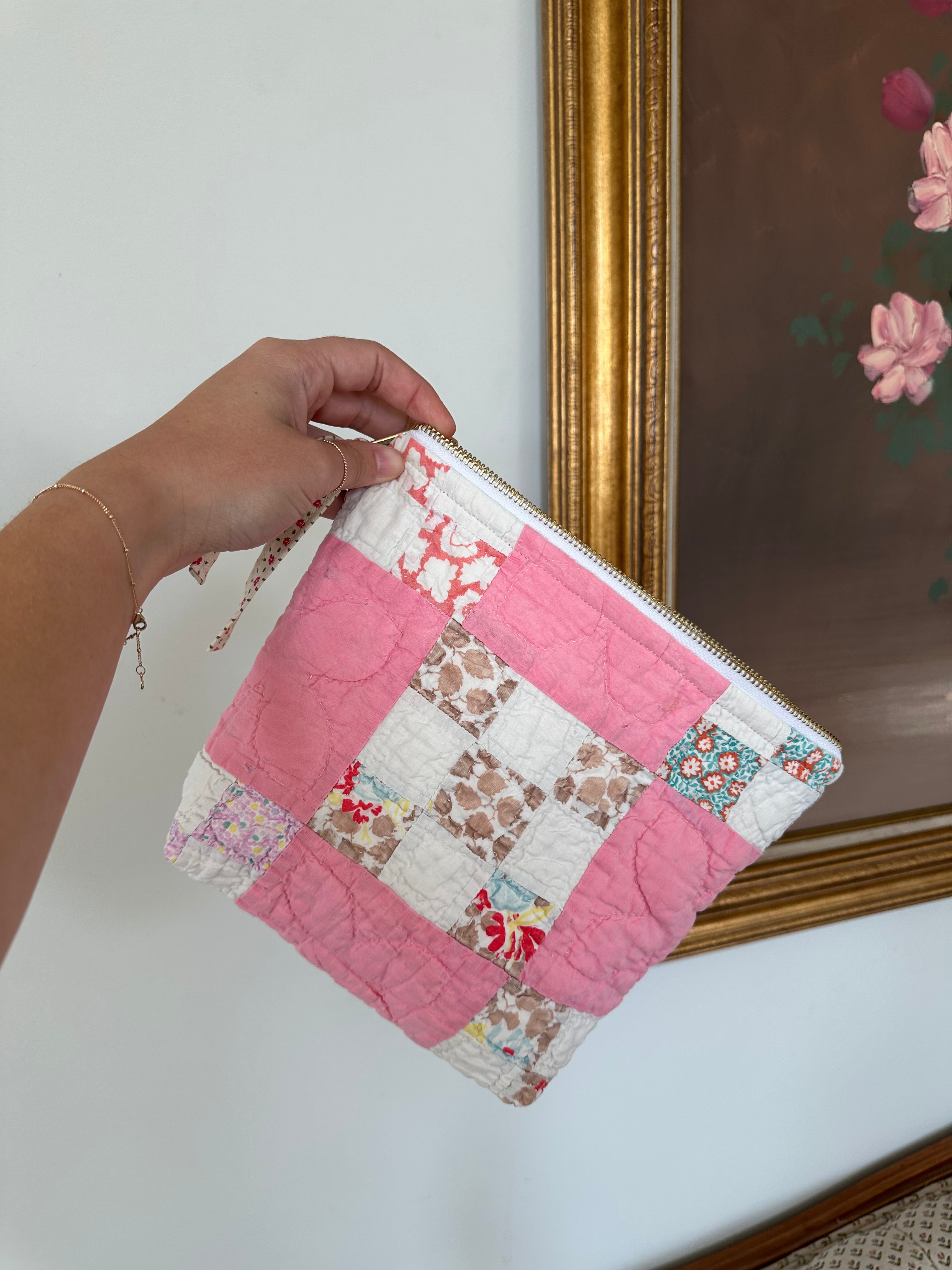 Pink Nine Square Pouch