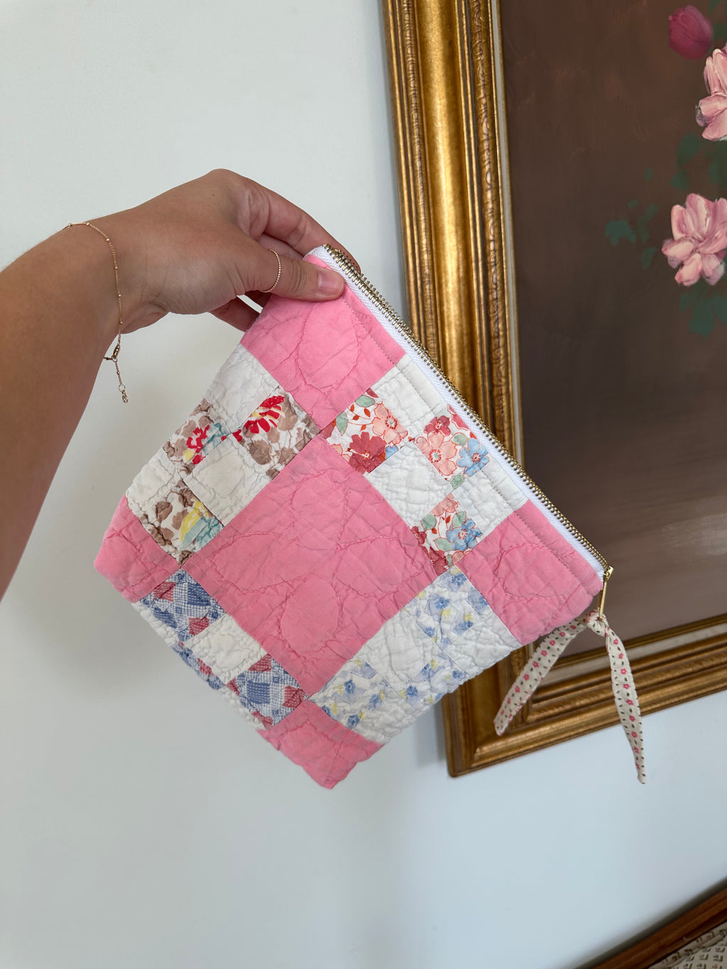 Pink Nine Square Pouch