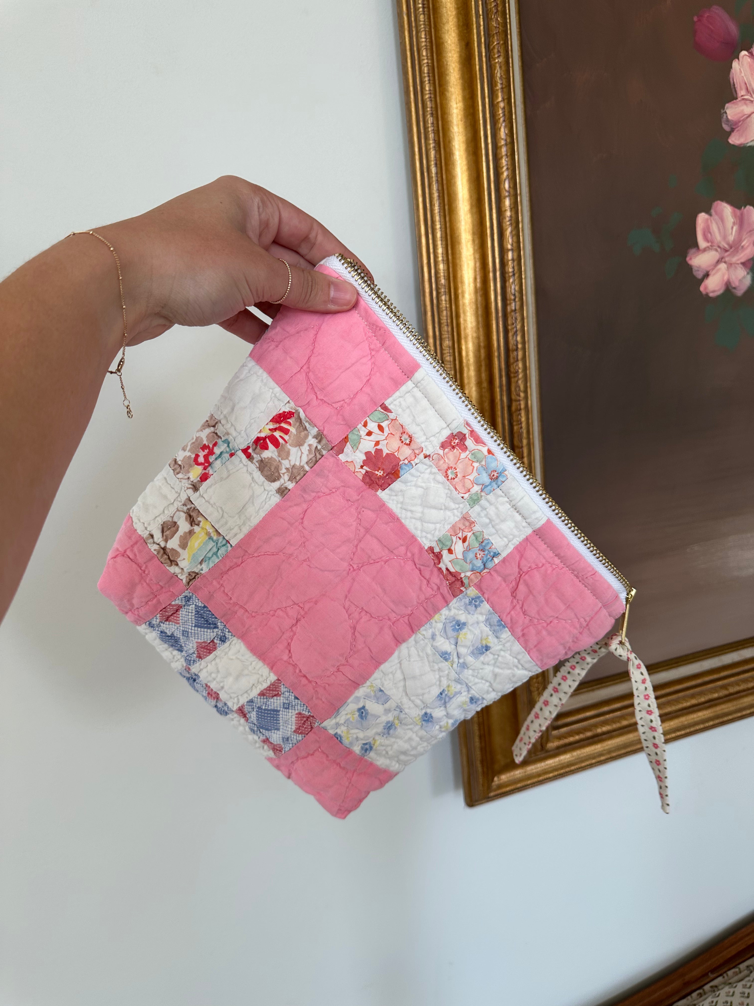 Pink Nine Square Pouch