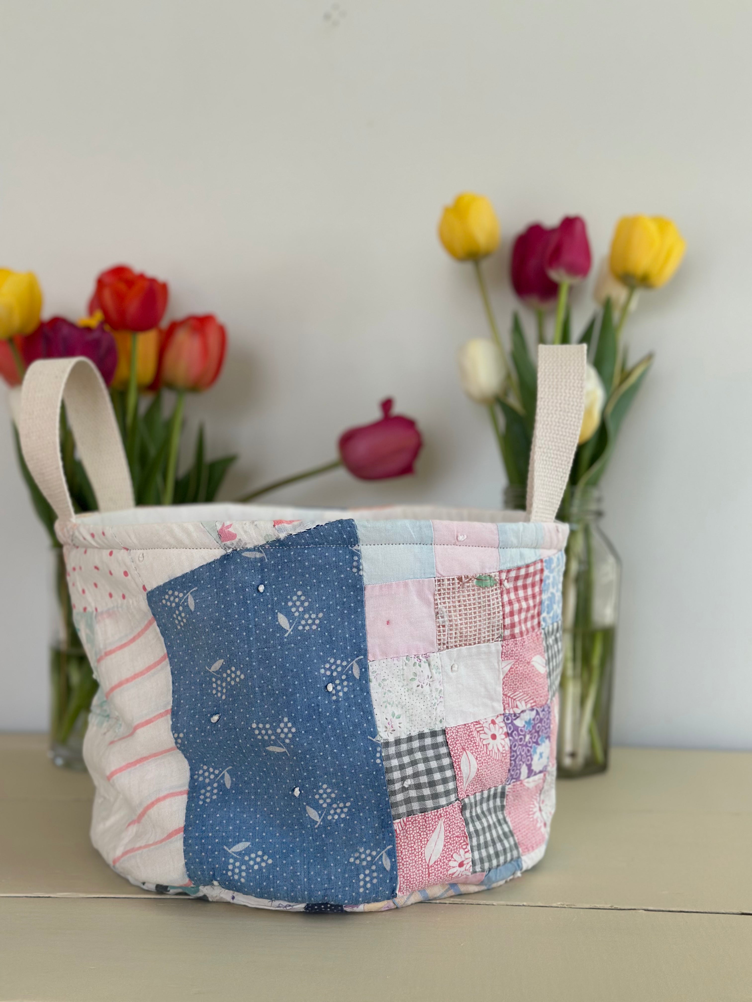 Floral Scrap Quilt Easter Basket (02)