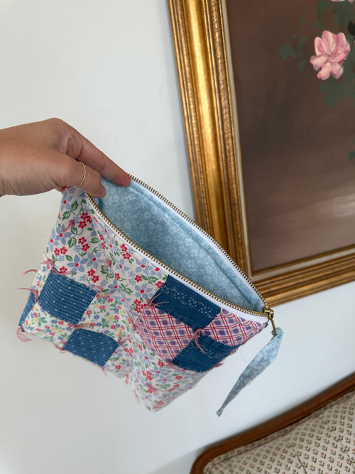 Blue Floral Nine Square Pouch