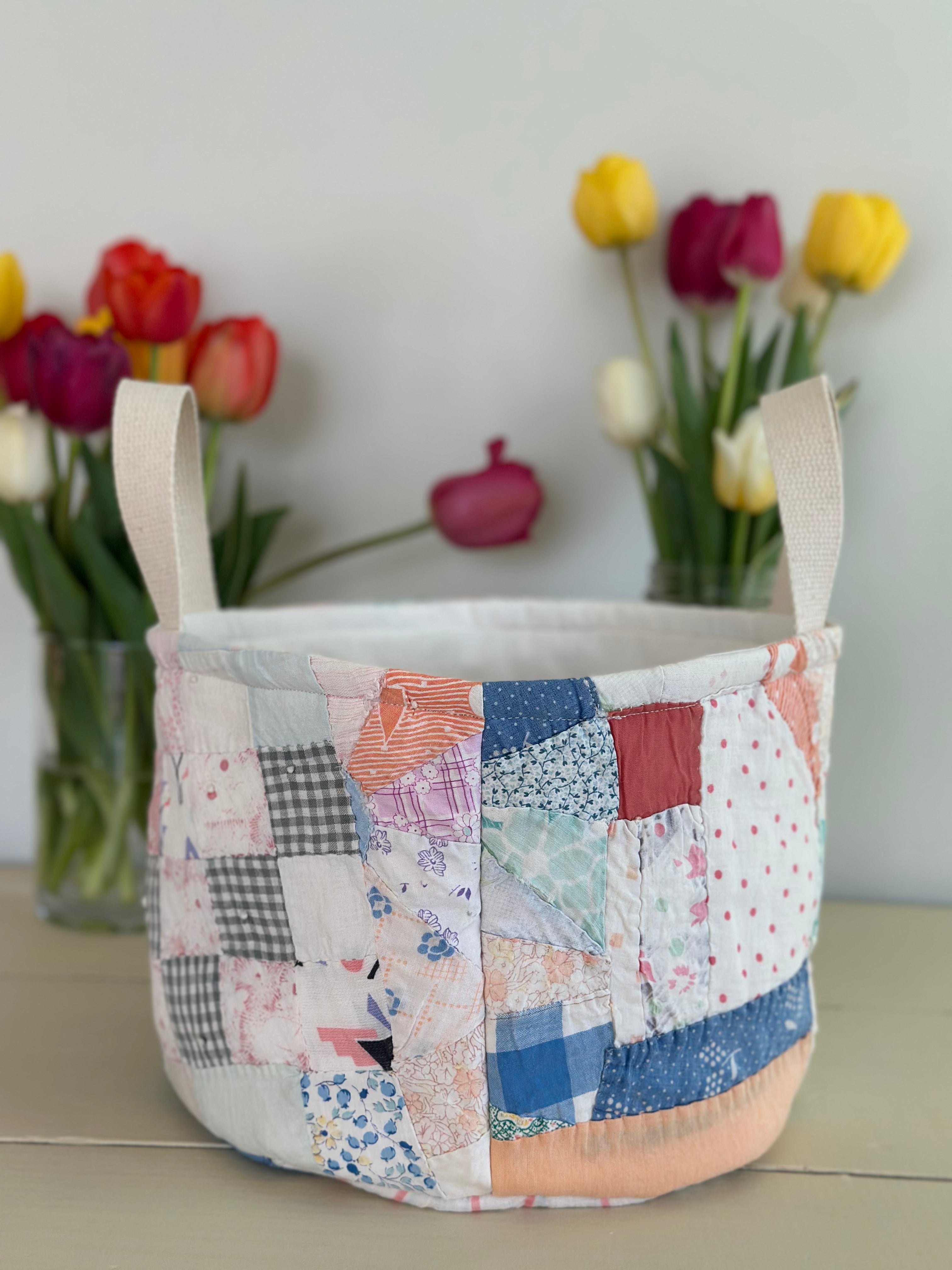 Floral Scrap Quilt Easter Basket (02)