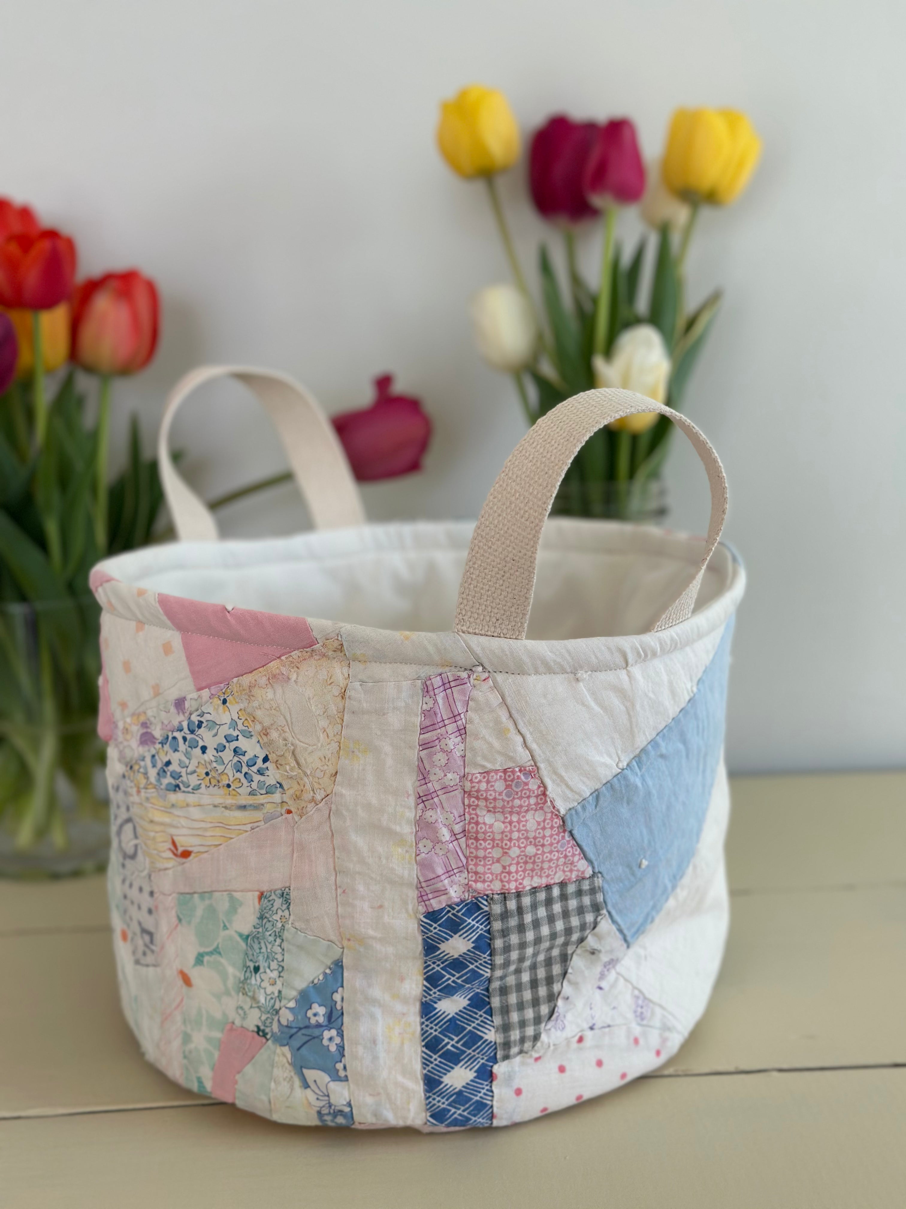 Floral Scrap Quilt Easter Basket (04)