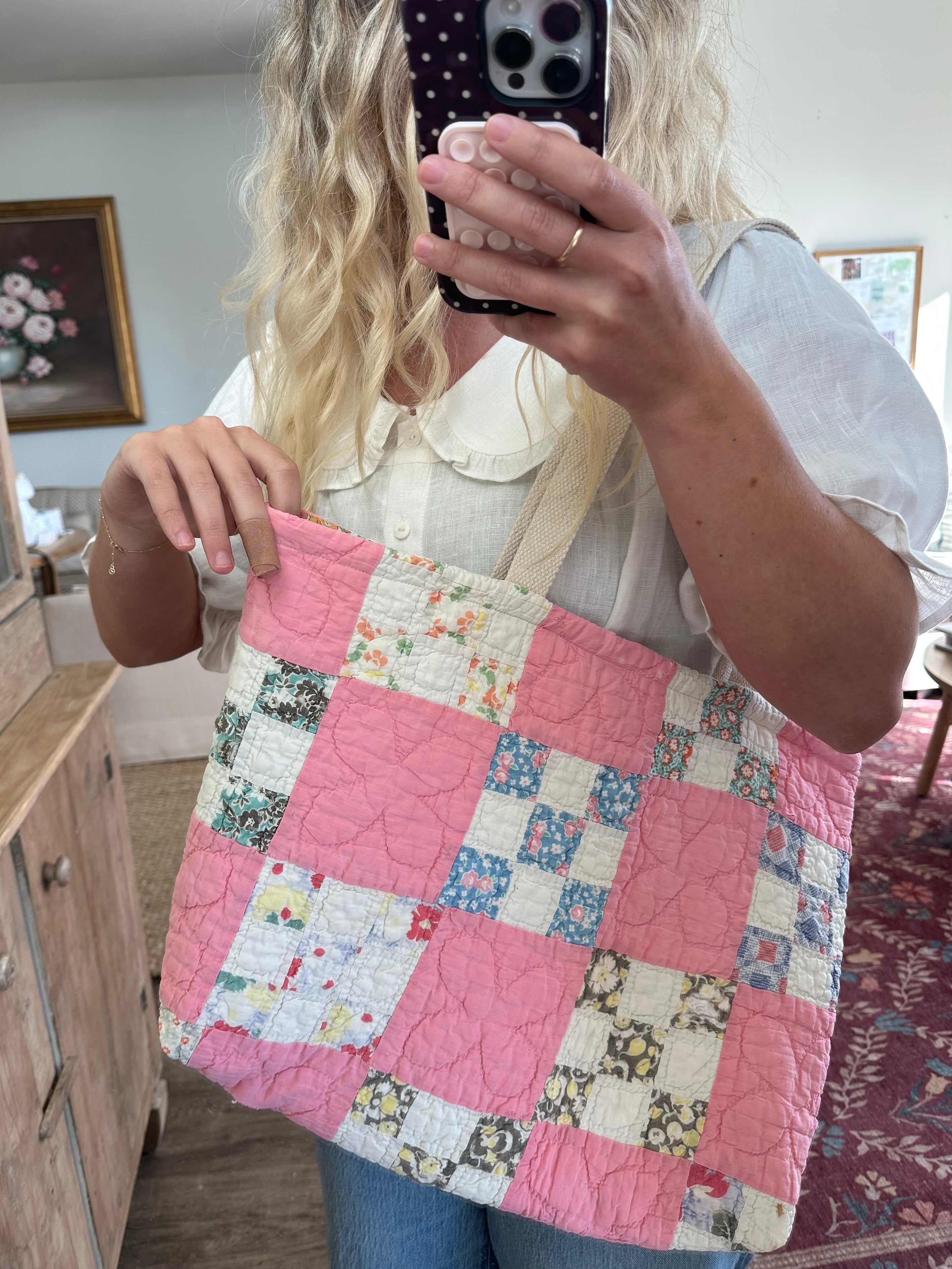Pink Nine Square Tote