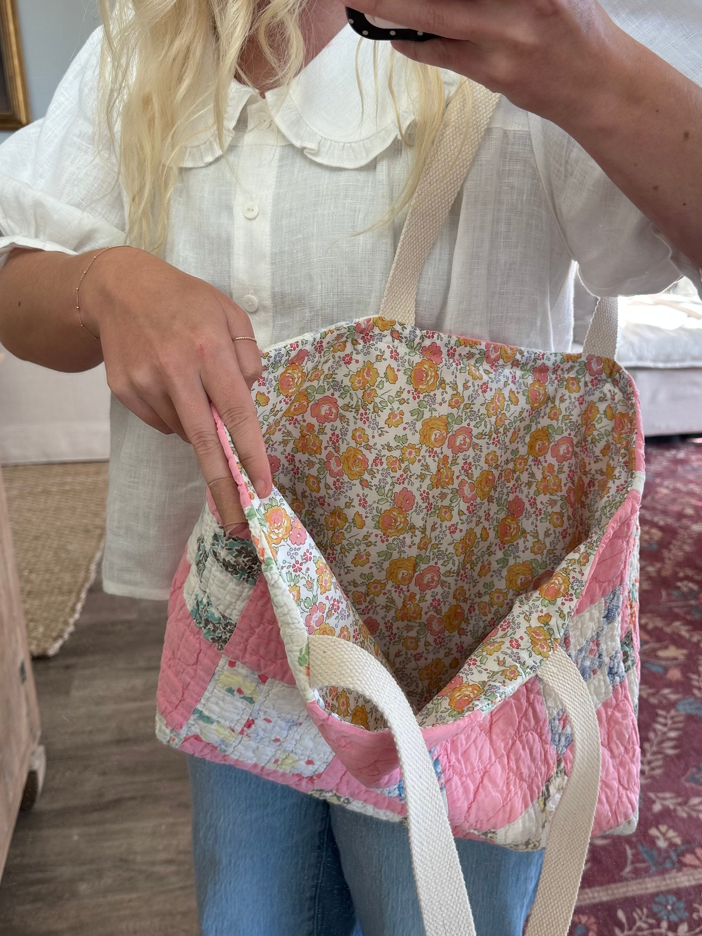 Pink Nine Square Tote