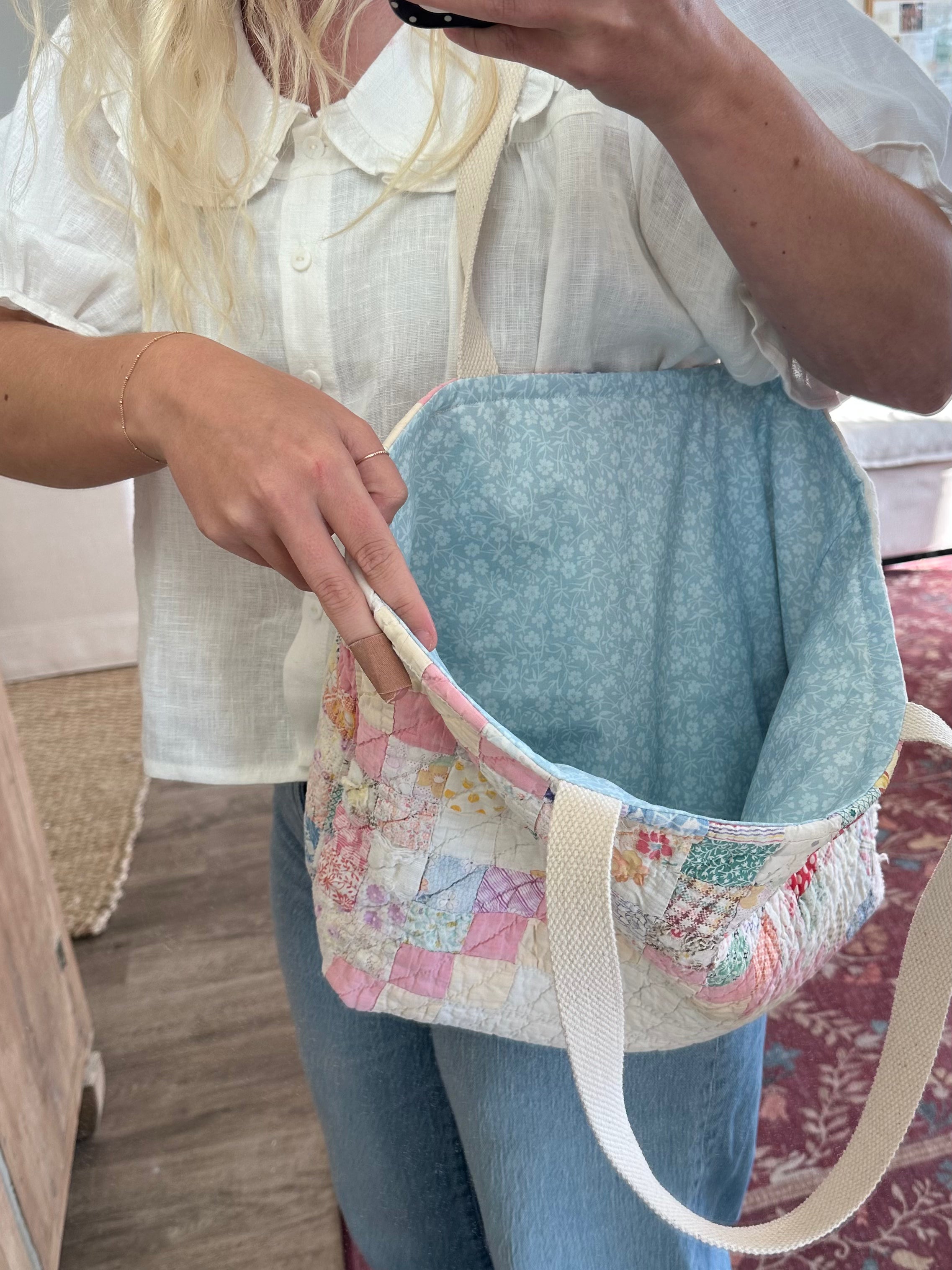 Pink & Peach Irish Chain Tote