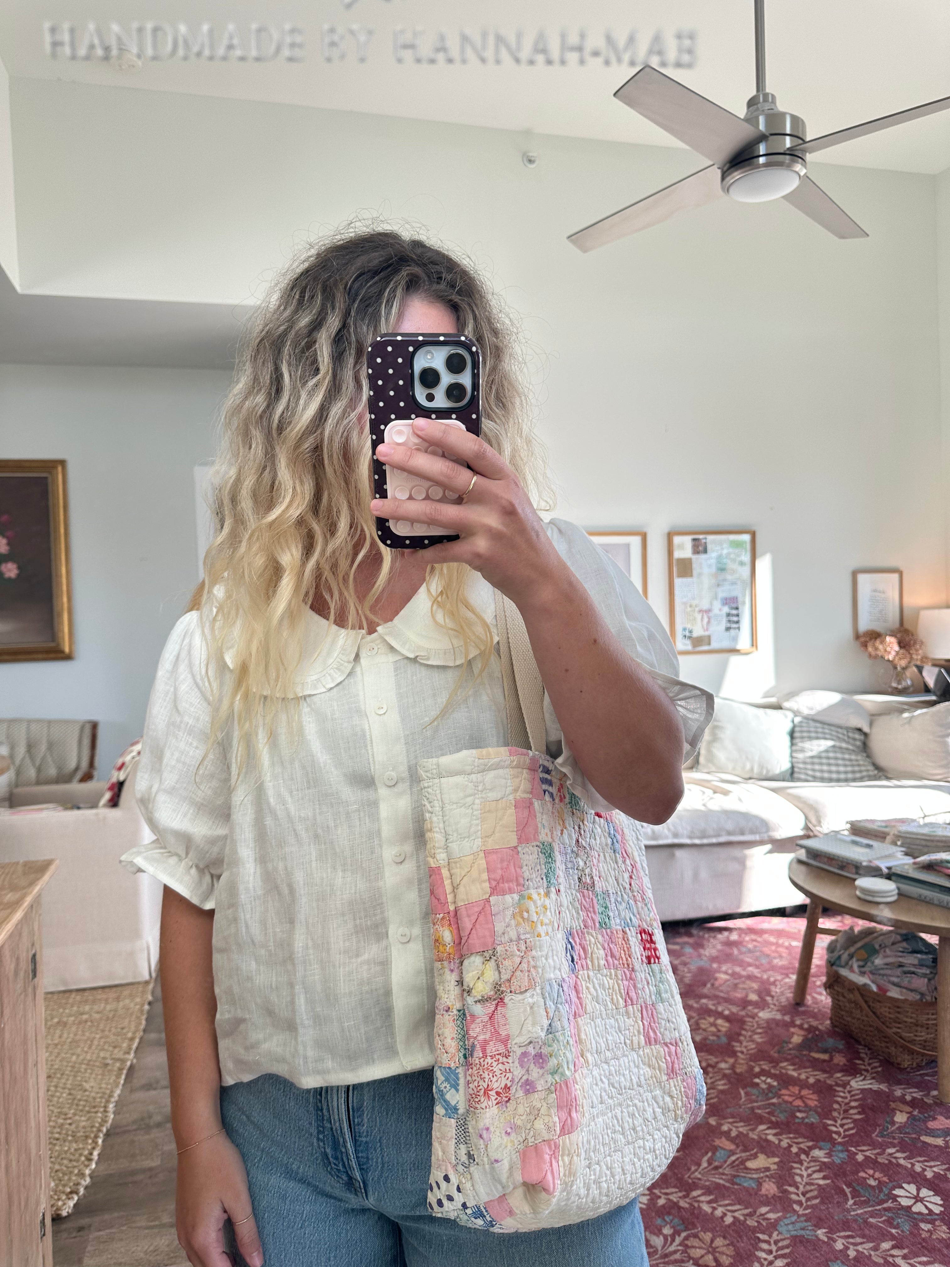 Pink & Peach Irish Chain Tote