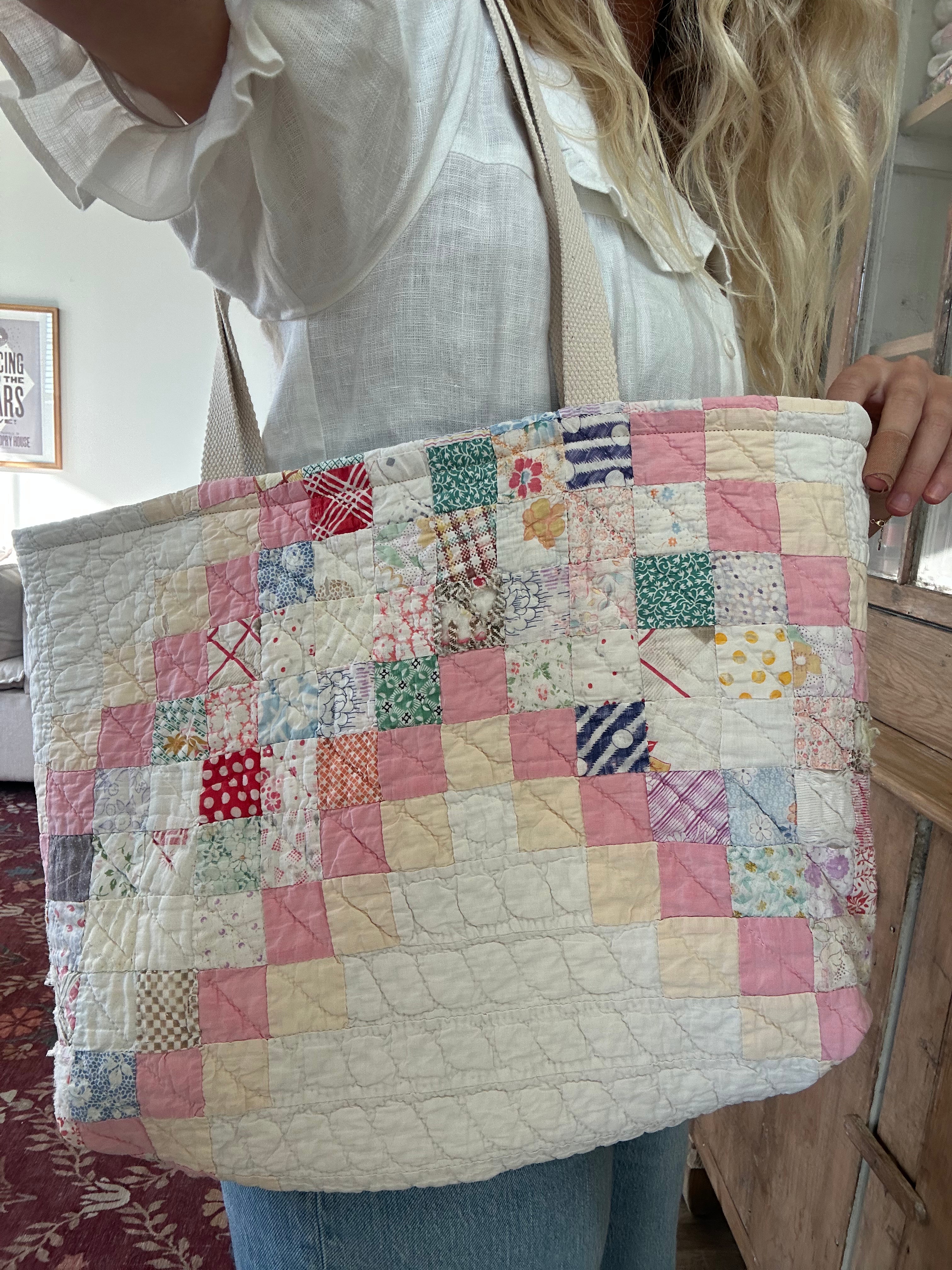 Pink & Peach Irish Chain Tote