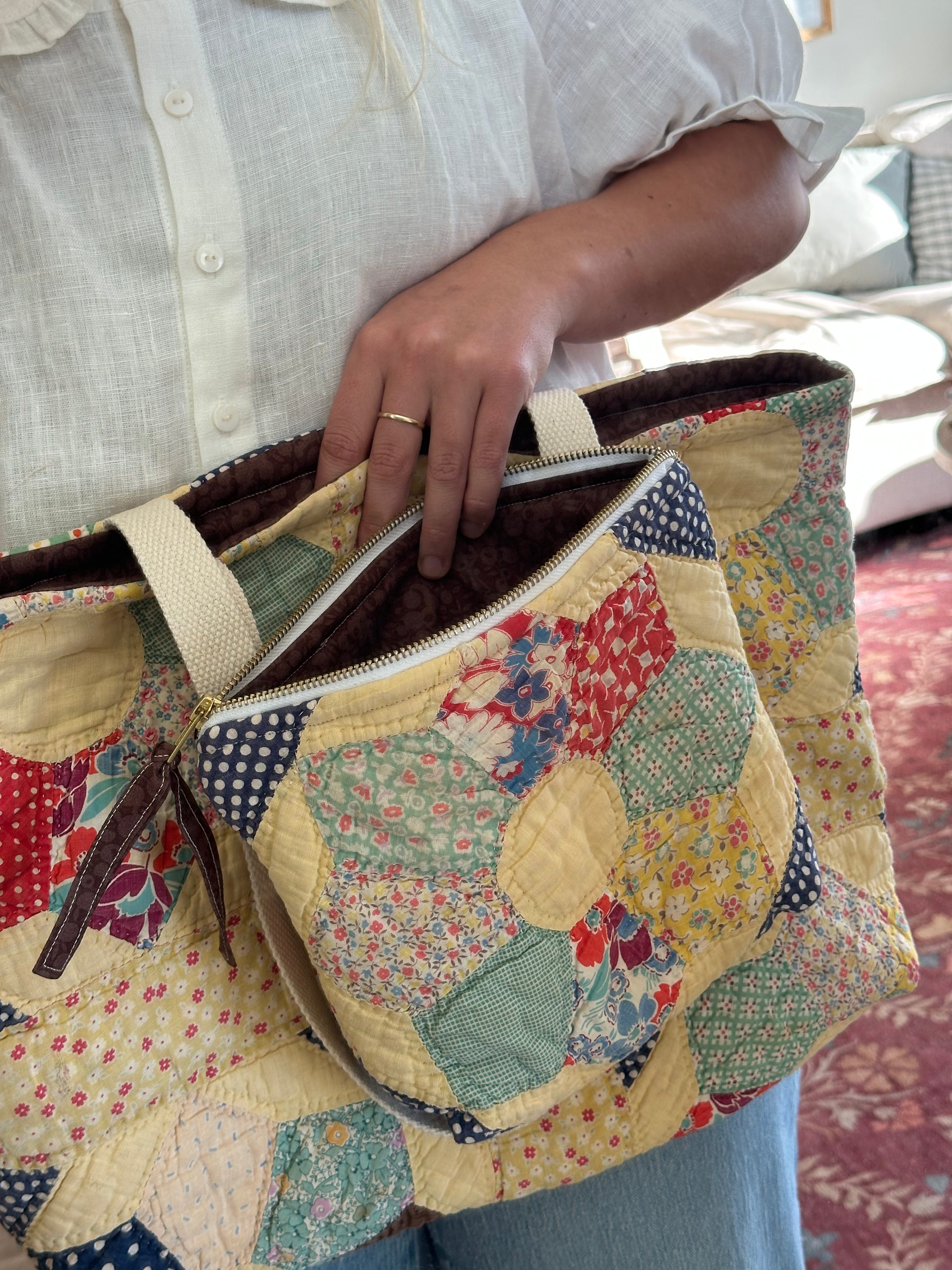 Yellow Pinwheel Bag & Pouch Set