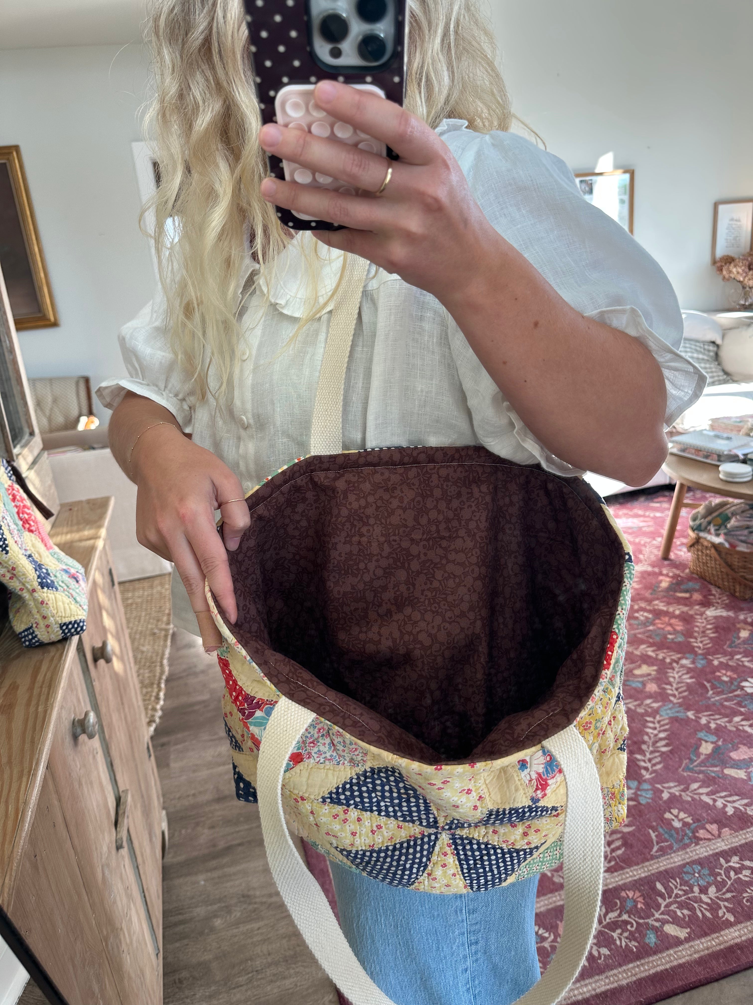 Yellow Pinwheel Bag & Pouch Set