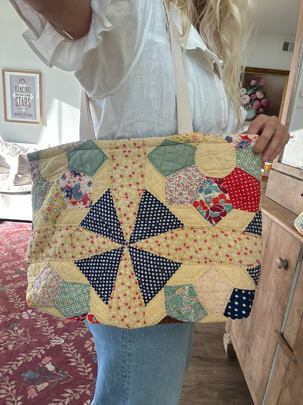 Yellow Pinwheel Bag & Pouch Set