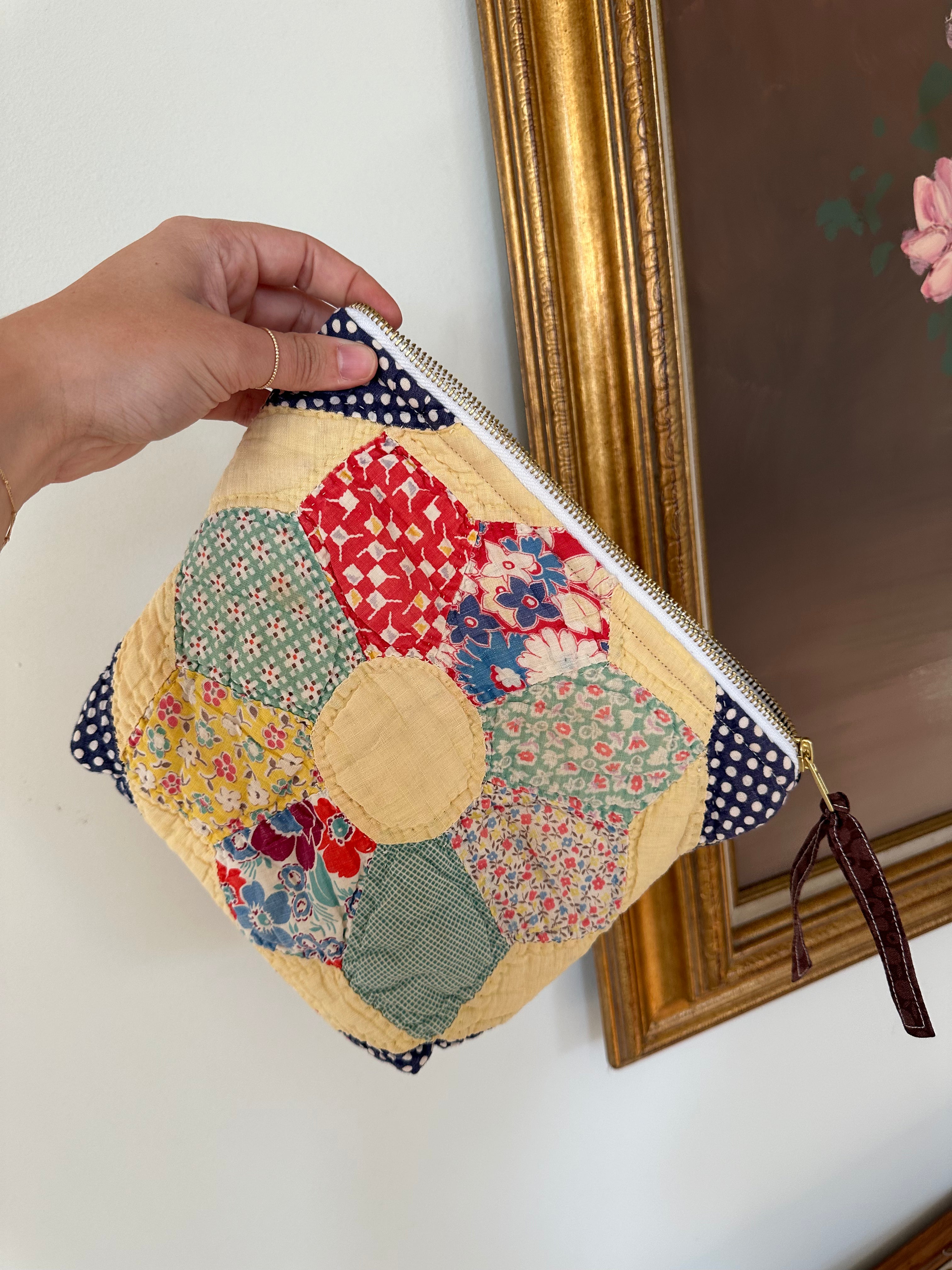 Yellow Pinwheel Bag & Pouch Set