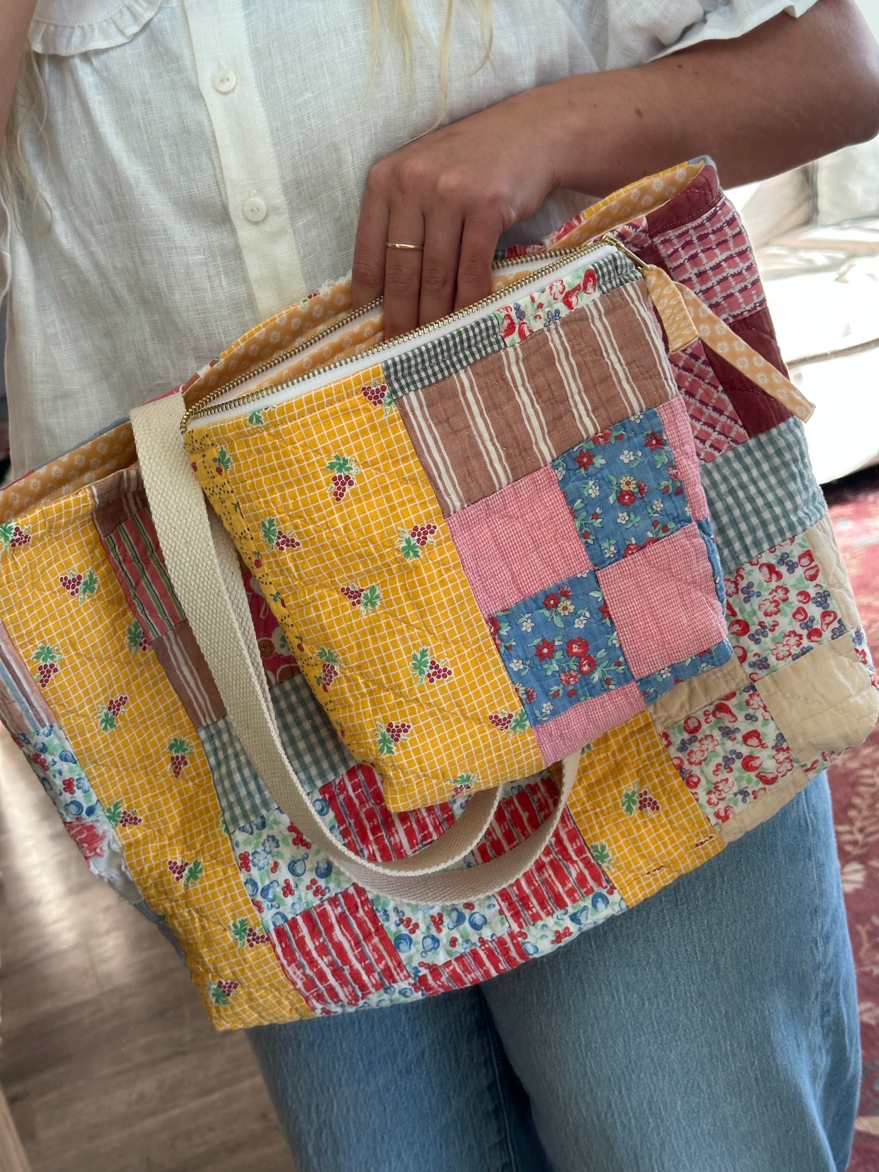 Orange Nine Square Bag & Pouch Set