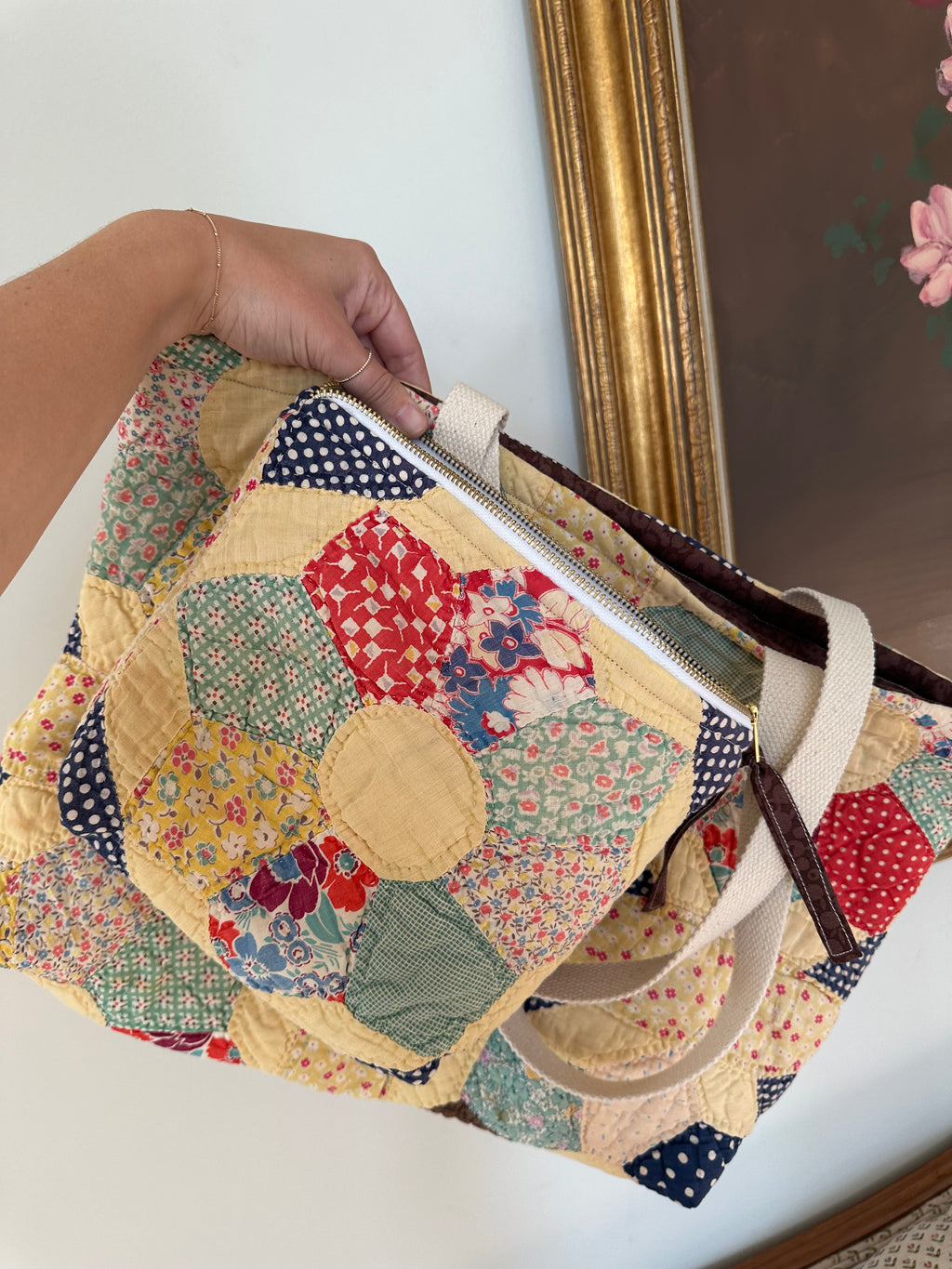 Yellow Pinwheel Bag & Pouch Set